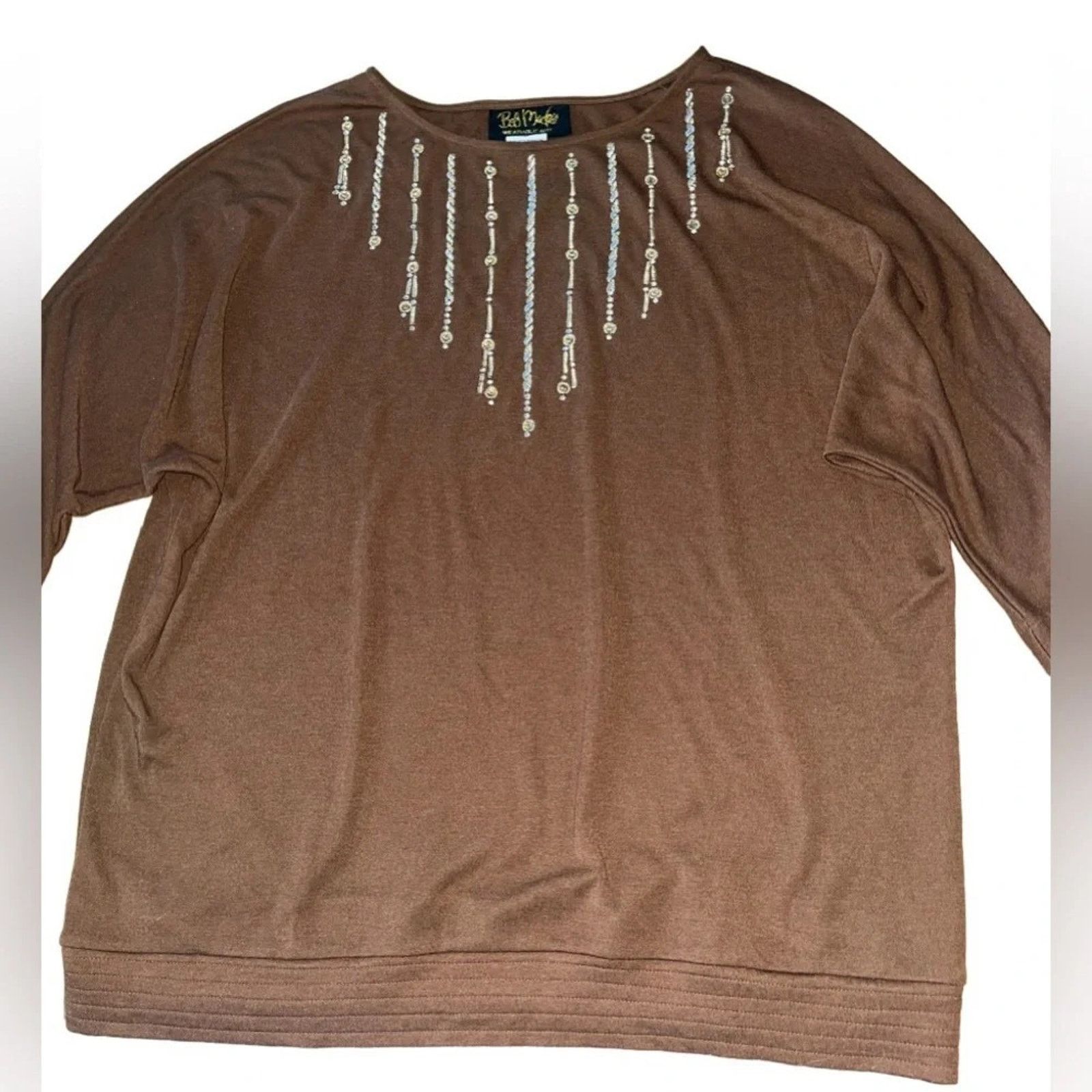 Bob Mackie Bob Mackie wearable art 3/4 length sleeve brown top, Med Size M / US 6-8 / IT 42-44 - 1 Thumbnail