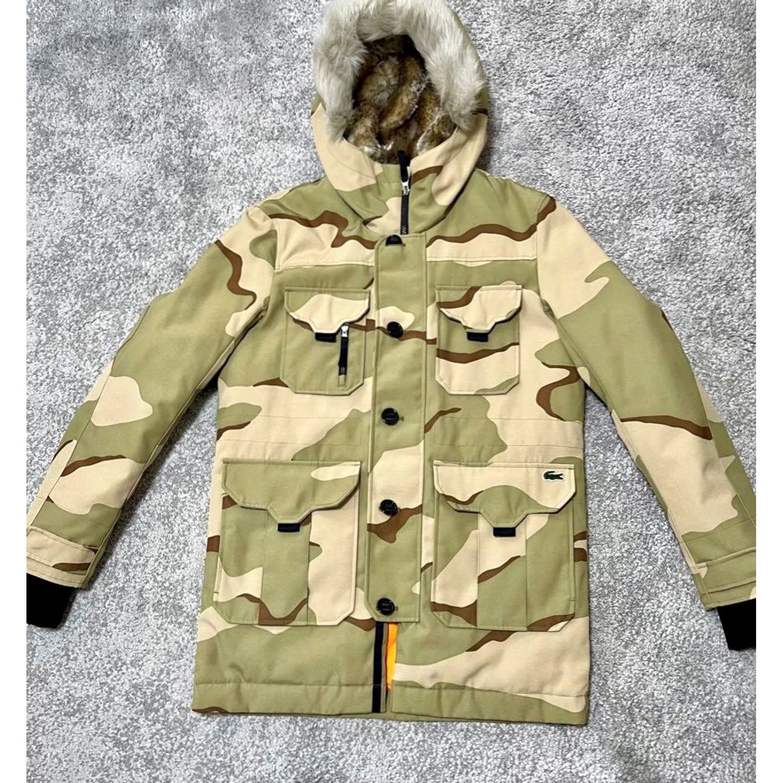 Lacoste LACOSTE Desert Camo Down Jacket/ Beige x Brown/ Size: S Mens Jacket Size US S / EU 44-46 / 1 - 2 Thumbnail