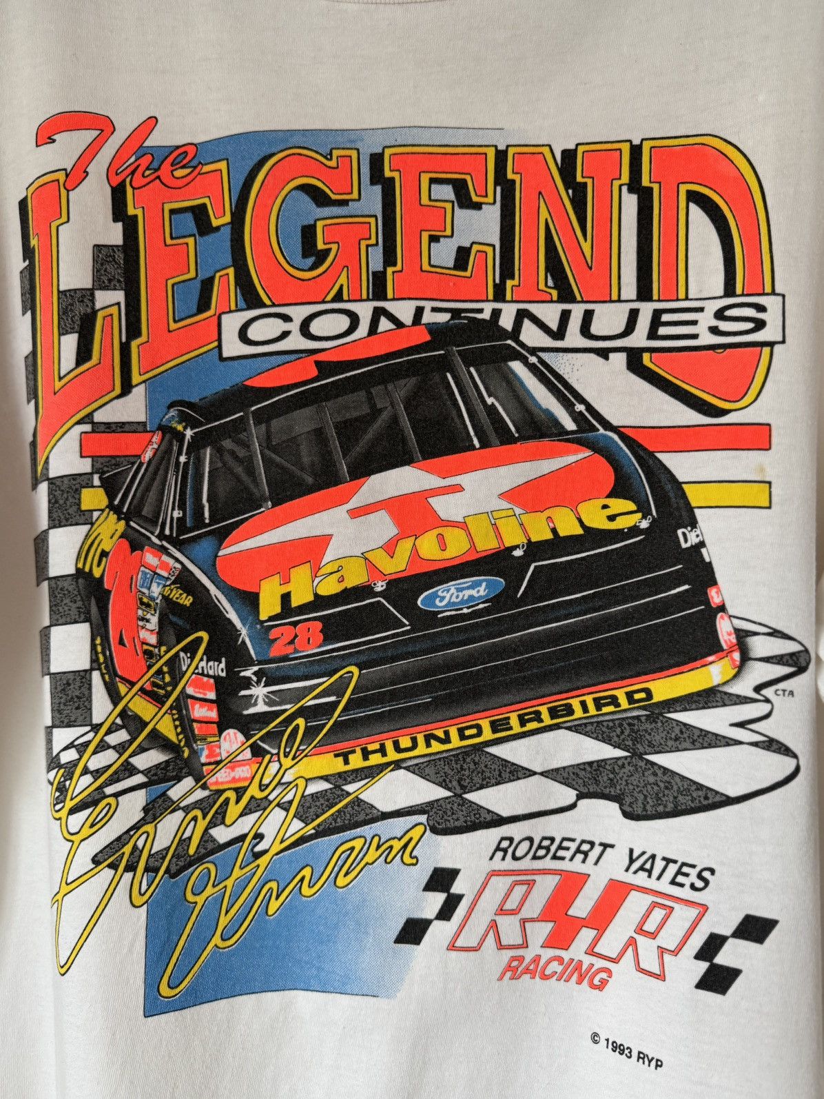 NASCAR Vintage 1993 Ernie Irvan NASCAR Racjng Printed T Shirt Size US XL / EU 56 / 4 - 3 Thumbnail