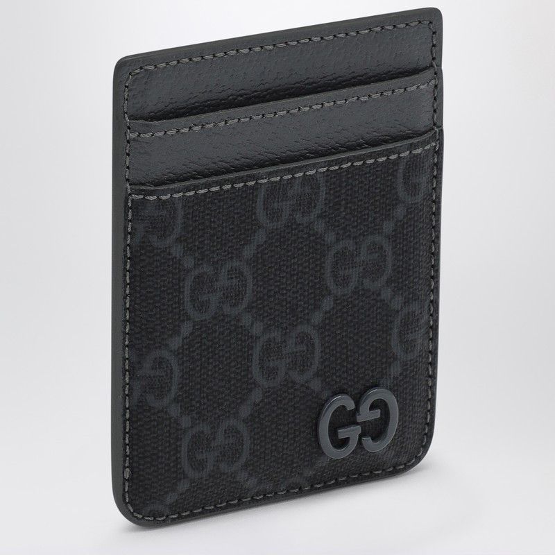 Gucci Gg Supreme Black/Grey Fabric Card Holder