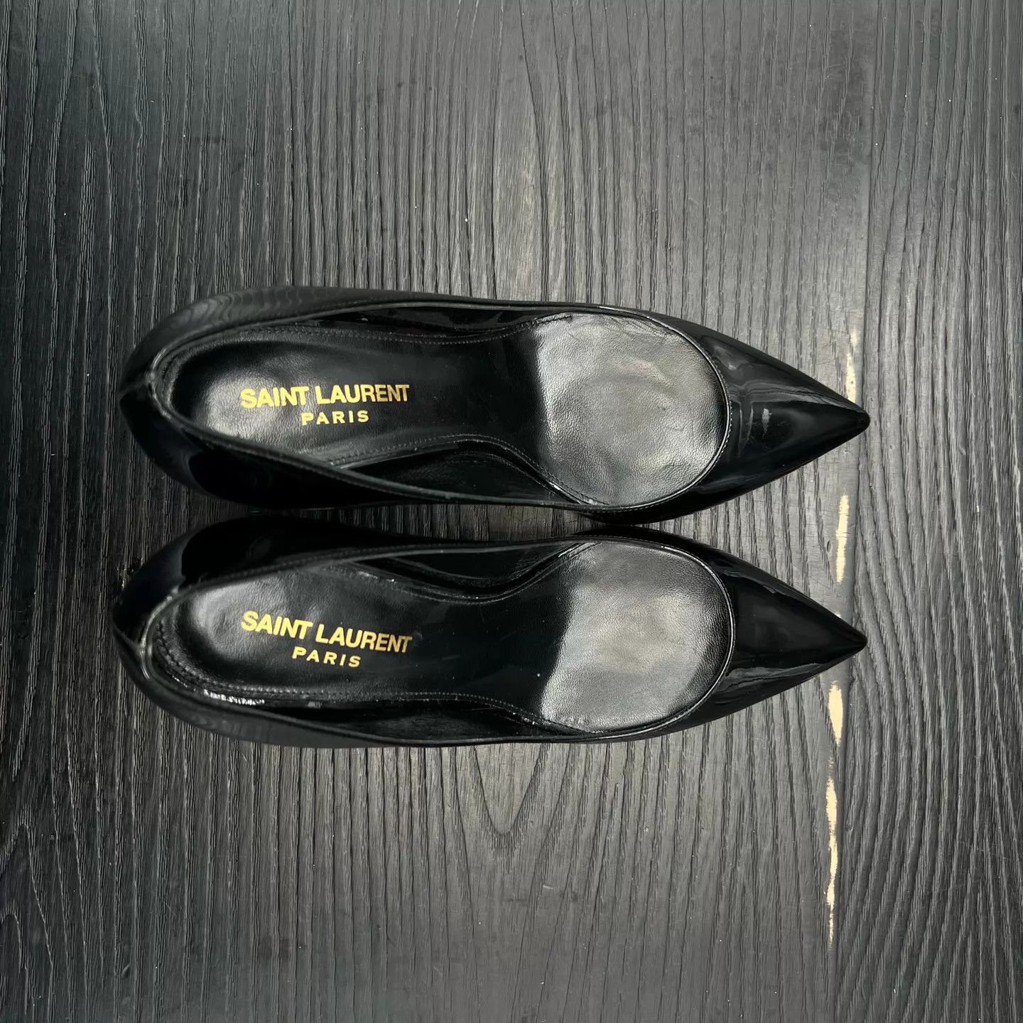 Yves Saint Laurent YSL Opyum Black Gold Heeled Pumps 38 Size US 7.5 / IT 37.5 - 5 Thumbnail