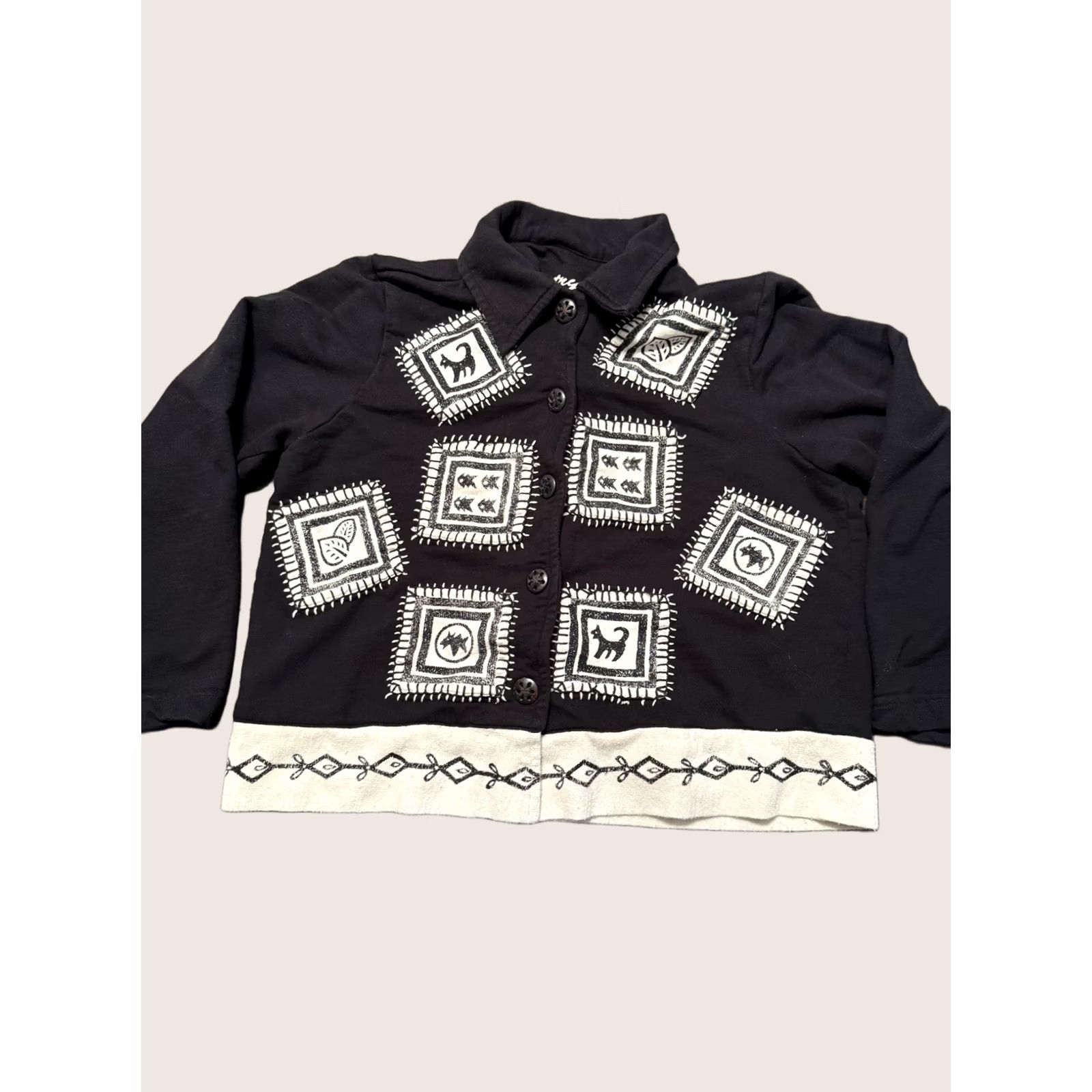 Vintage VINTAGE Country Wear 2000 Cardigan Sweater Womens Petite Small Black Patchwork Size S / US 4 / IT 40 - 1 Thumbnail