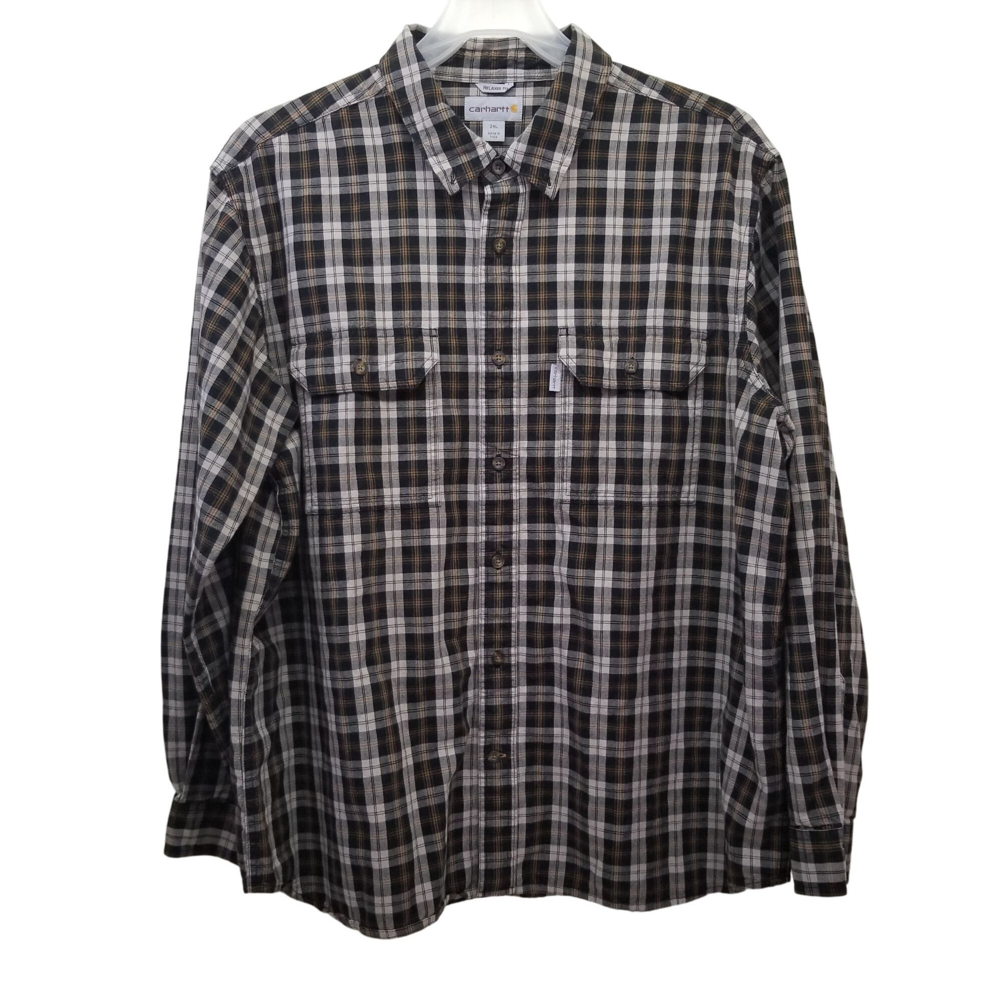 Carhartt Carhartt 2XL Brown Plaid Work Shirt Relaxed Fit Long Sleeves Size US XXL / EU 58 / 5 - 1 Thumbnail