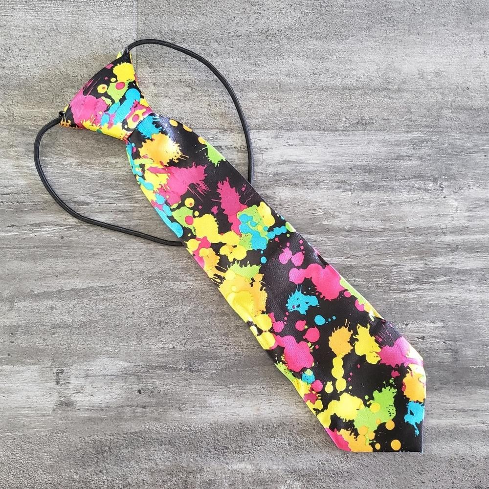 Designer Paintball Neon Satin Little Boy Tie Size ONE SIZE - 1 Thumbnail