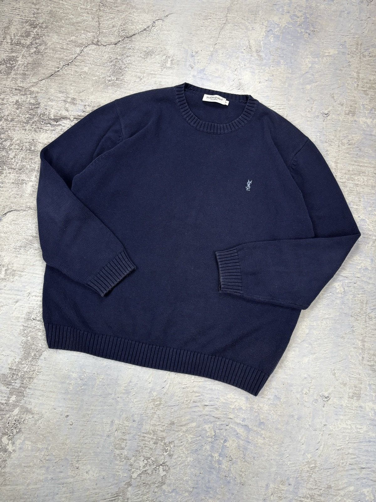 Yves Saint Laurent Yves Saint Laurent Knit sweater mens blue rare vintage Size US M / EU 48-50 / 2 - 6 Thumbnail