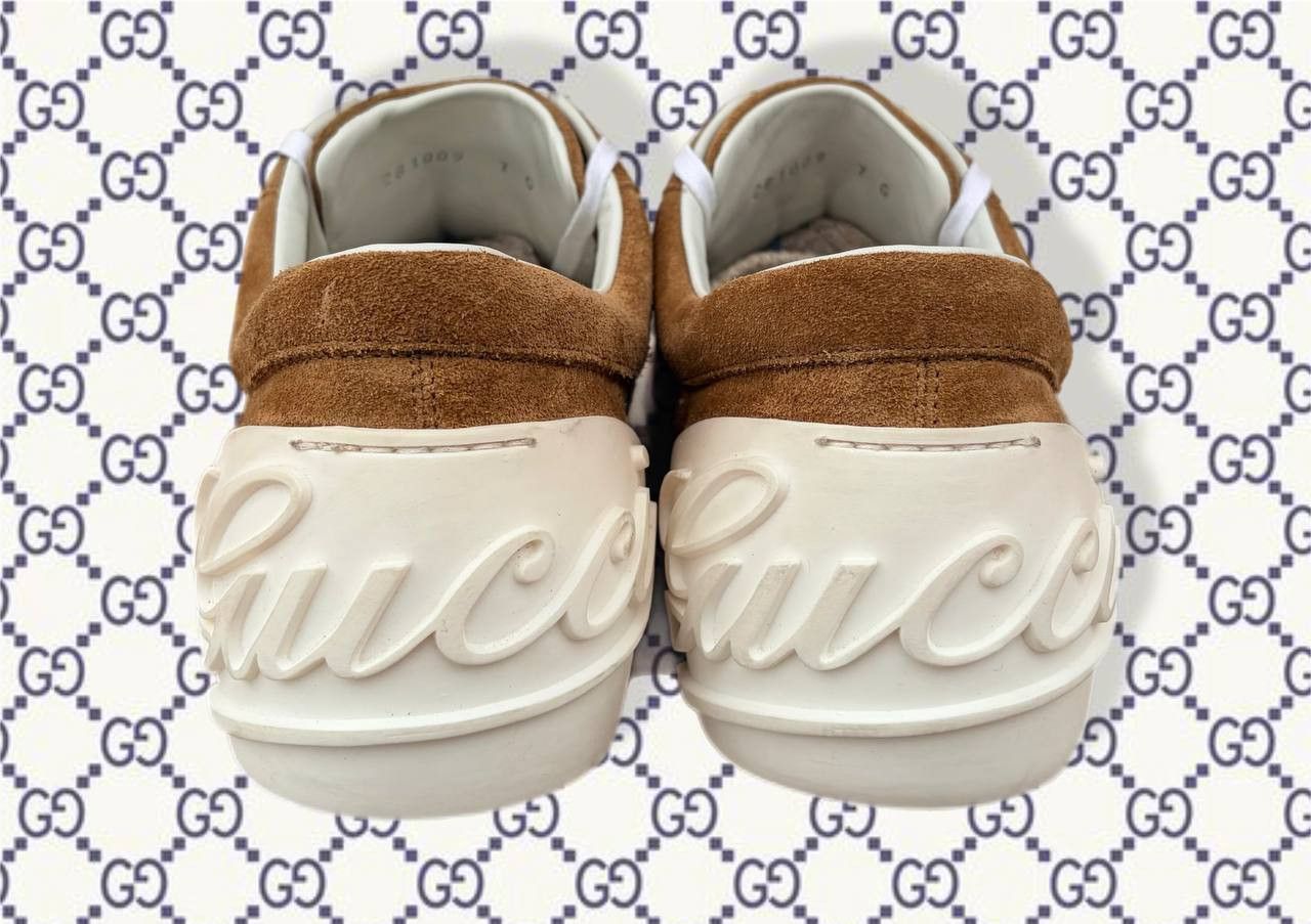 Gucci Gucci Script Logo Shoes Men's Size 41 Brown Suede Sneakers Size US 8 / EU 41 - 4 Thumbnail