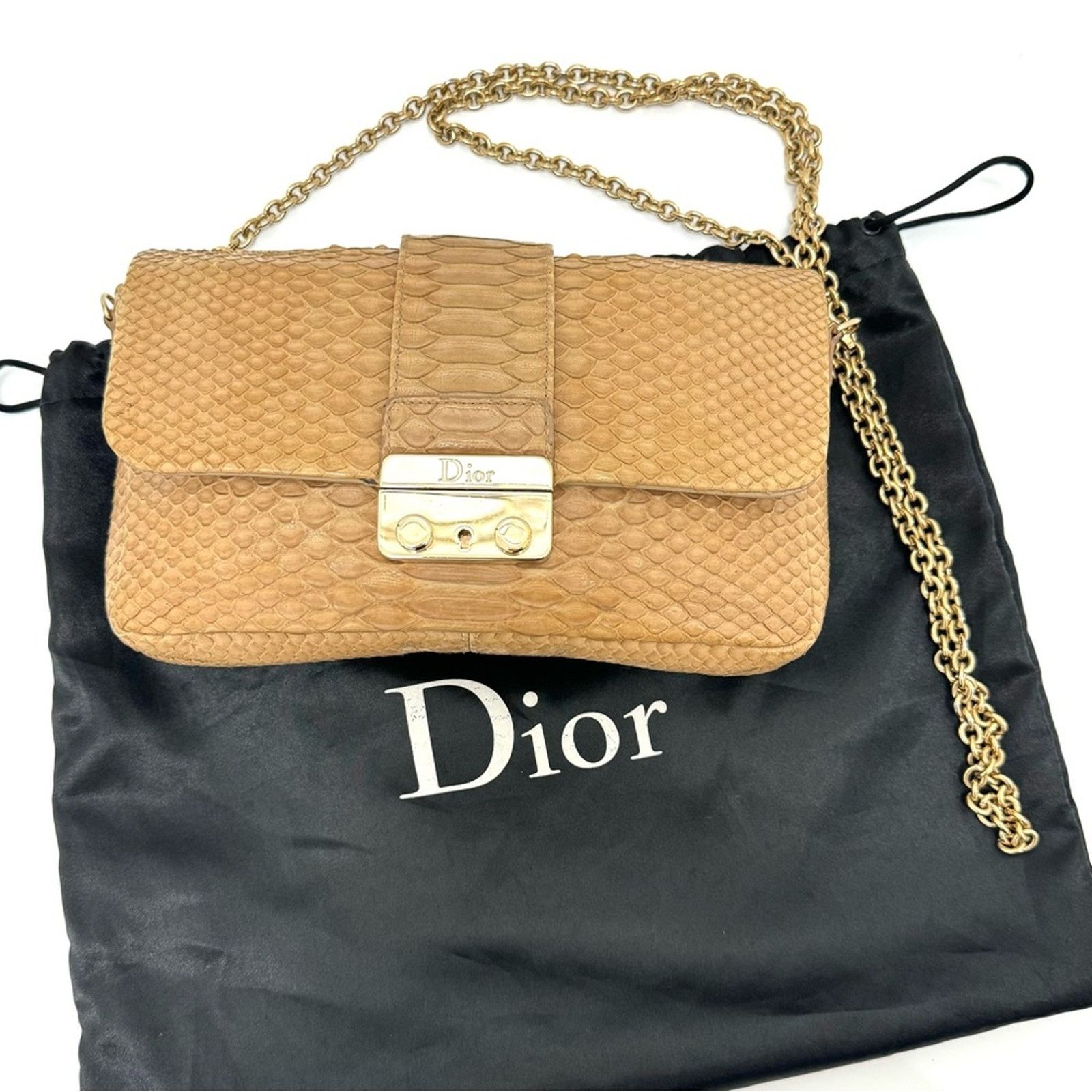 Dior Dior Nude Snakeskin New Lock Pouch Chain Clutch, Authentic Size ONE SIZE - 1 Thumbnail