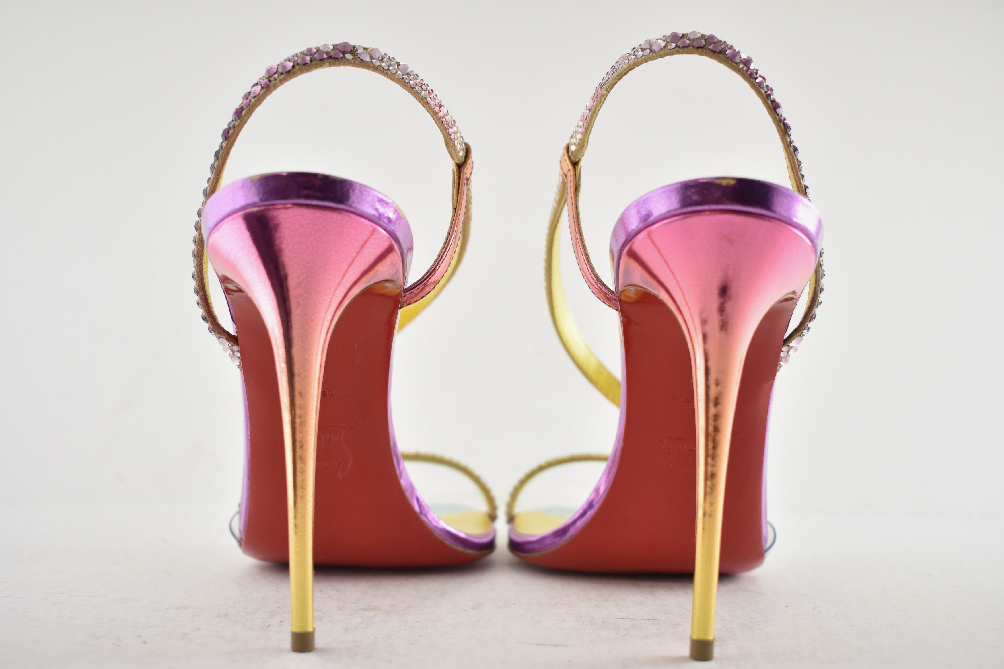 Christian Louboutin Rosalie Strass Boreal 100 Ankle Strap Sandal Heel Pump 40 Size US 10 / IT 40 - 17 Thumbnail