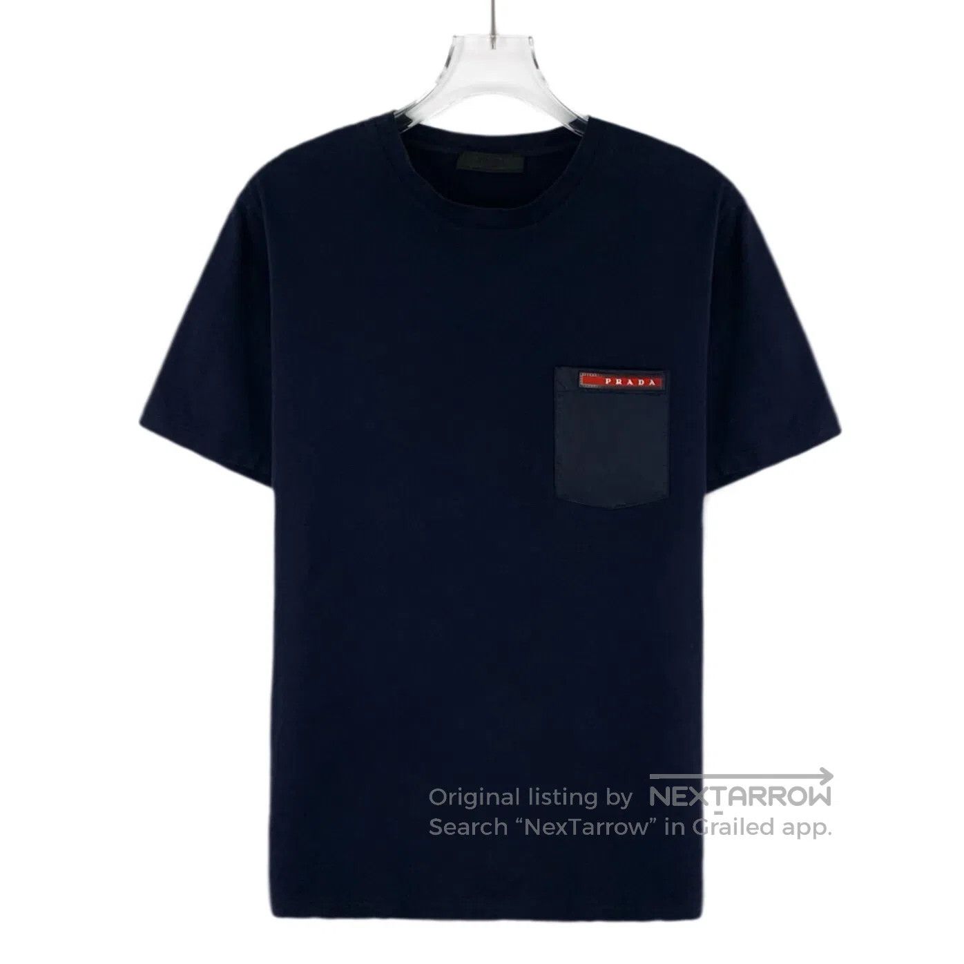 Prada Prada Dark Blue Pocket Red Label Cotton Round Neck Short-S Size US S / EU 44-46 / 1 - 1 Thumbnail