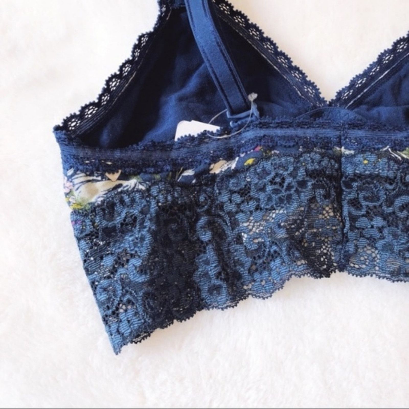 Other Soma Navy with Pattern Triangle Lace Bralette Size ONE SIZE - 4 Thumbnail