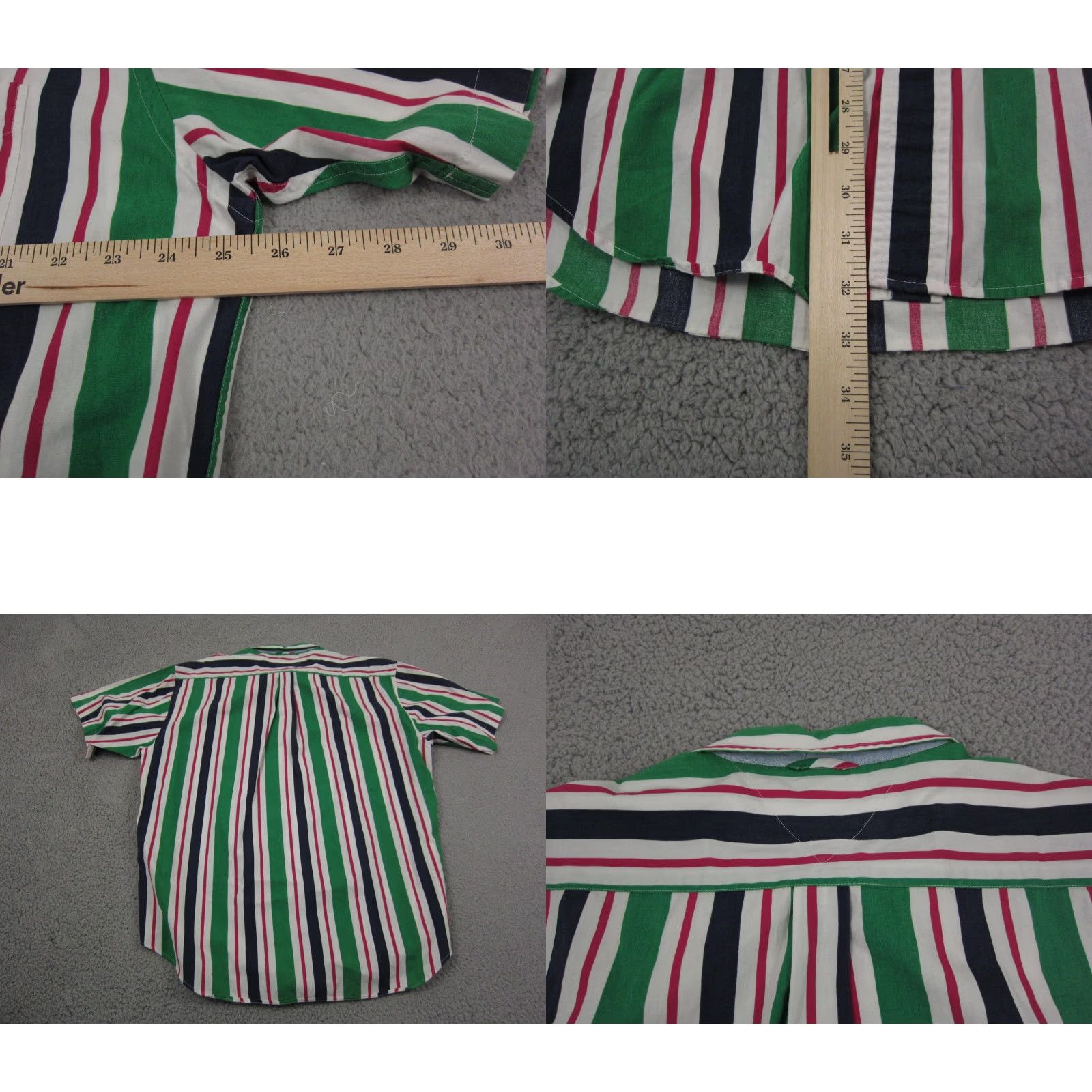 Tommy Hilfiger VINTAGE Tommy Hilfiger Shirt Mens Shirt Striped Button-Up 90s Green White Pink L Short Sleeve Collared Button-Down Casual 80s 90s Preppy Size US L / EU 52-54 / 3 - 8 Thumbnail