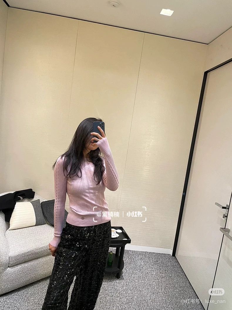Chanel Chanel 22k pink texture striped knitted long sleeves Size XXS / US 00 / IT 34 - 9 Thumbnail