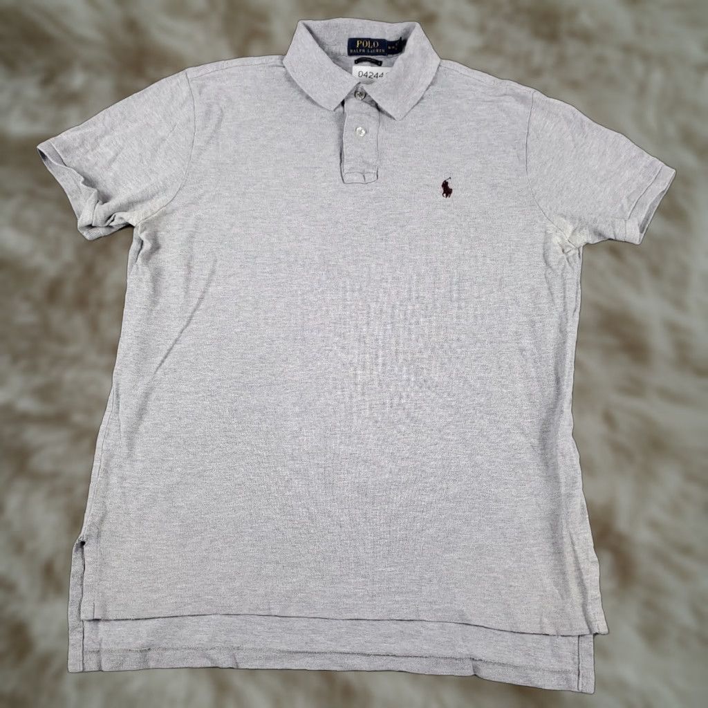 Ralph Lauren Ralph Lauren Polo Shirt Mens Medium Gray Solid Short Sleeve Button-Front Collared Cotton Polo - Classic American Brand Mens Medium Size US M / EU 48-50 / 2 - 1 Thumbnail