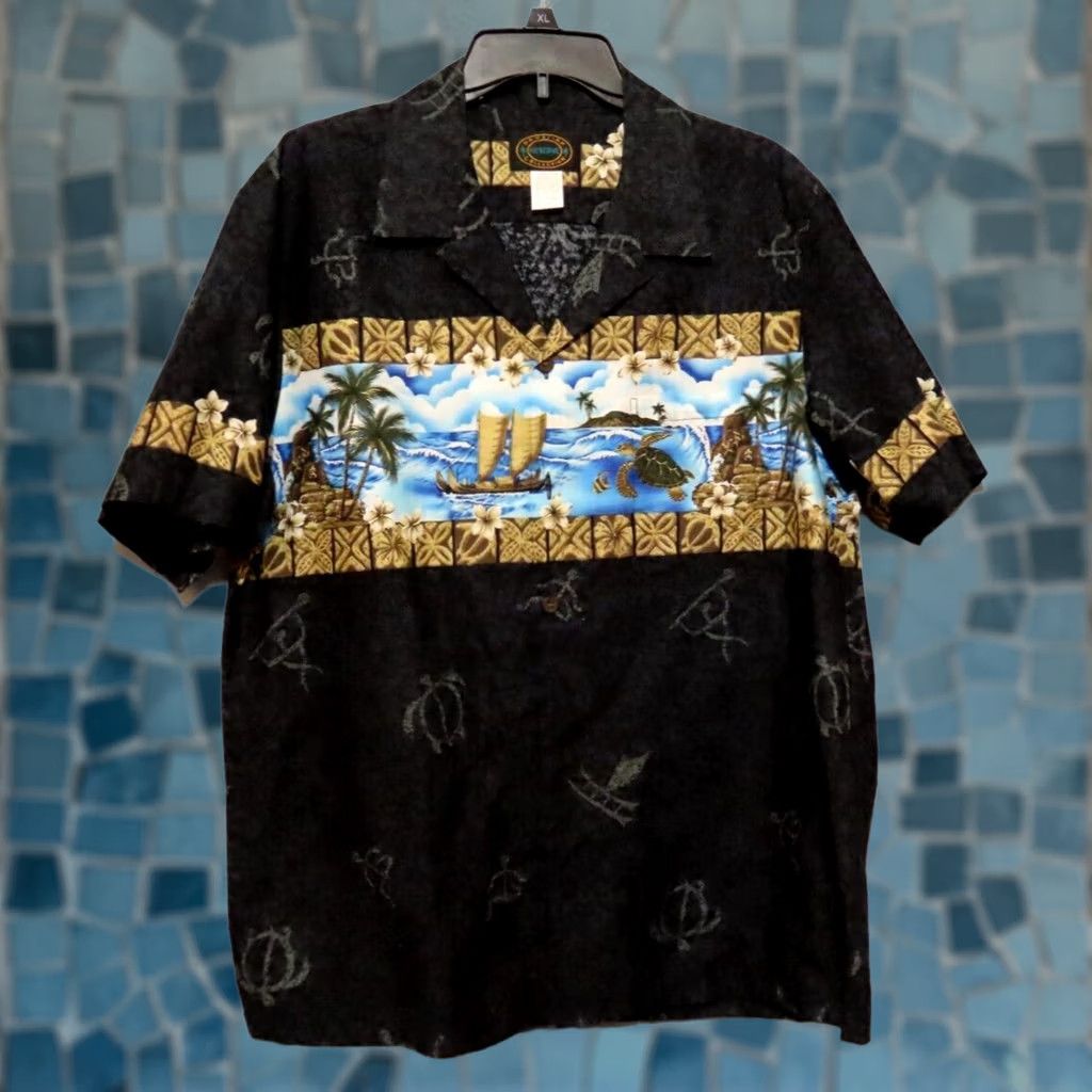 Vintage Hawaiian Reserve Collection Mens Large Sea Scene Turtle Short Sleeve Button-Up Shirt NWOT Size US L / EU 52-54 / 3 - 1 Thumbnail
