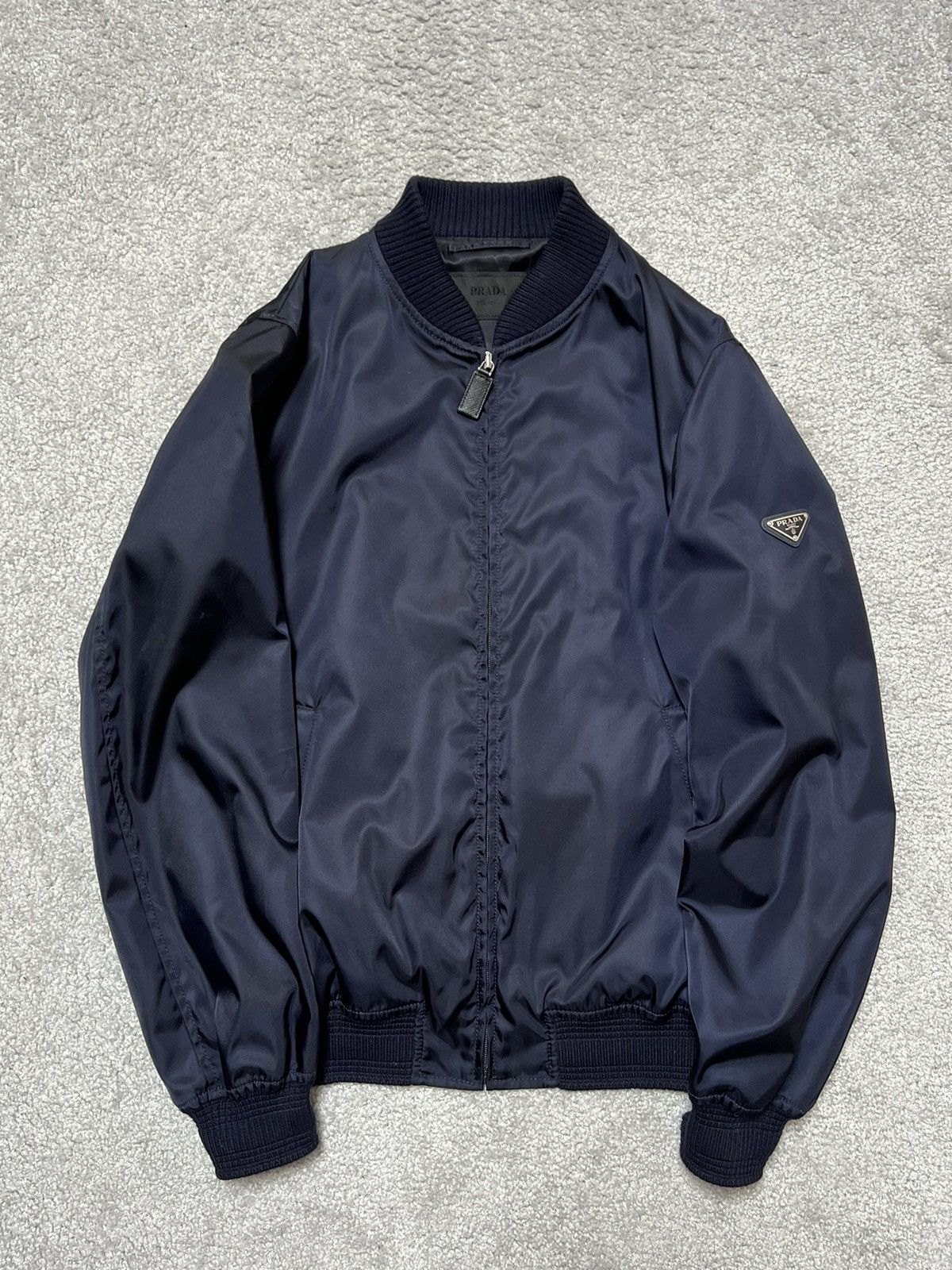 Prada Prada Triangle Logo Blue Nylon Bomber Size M Size US M / EU 48-50 / 2 - 1 Thumbnail