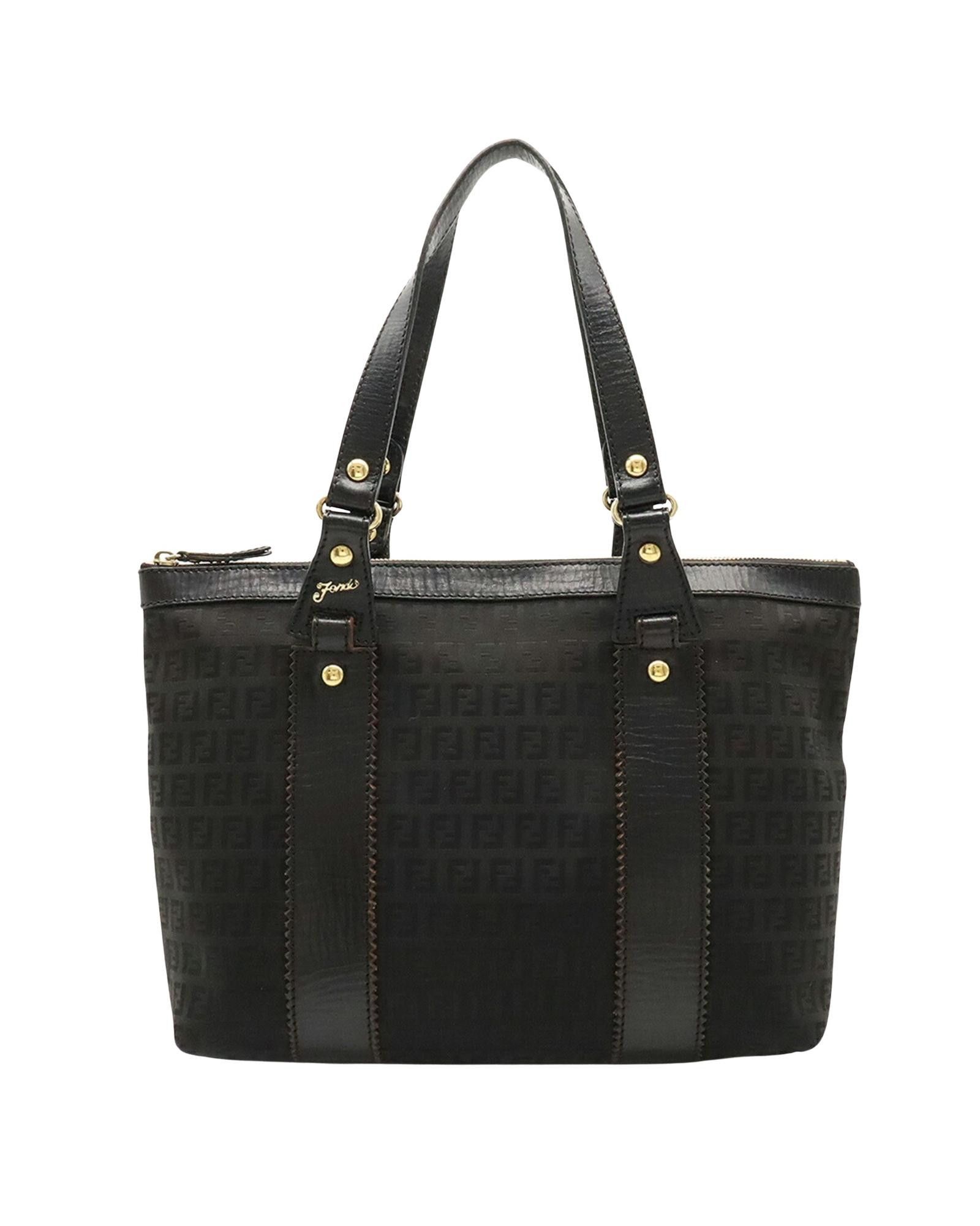 image of Fendi Elegant Canvas Shoulder Bag in Black, Women's