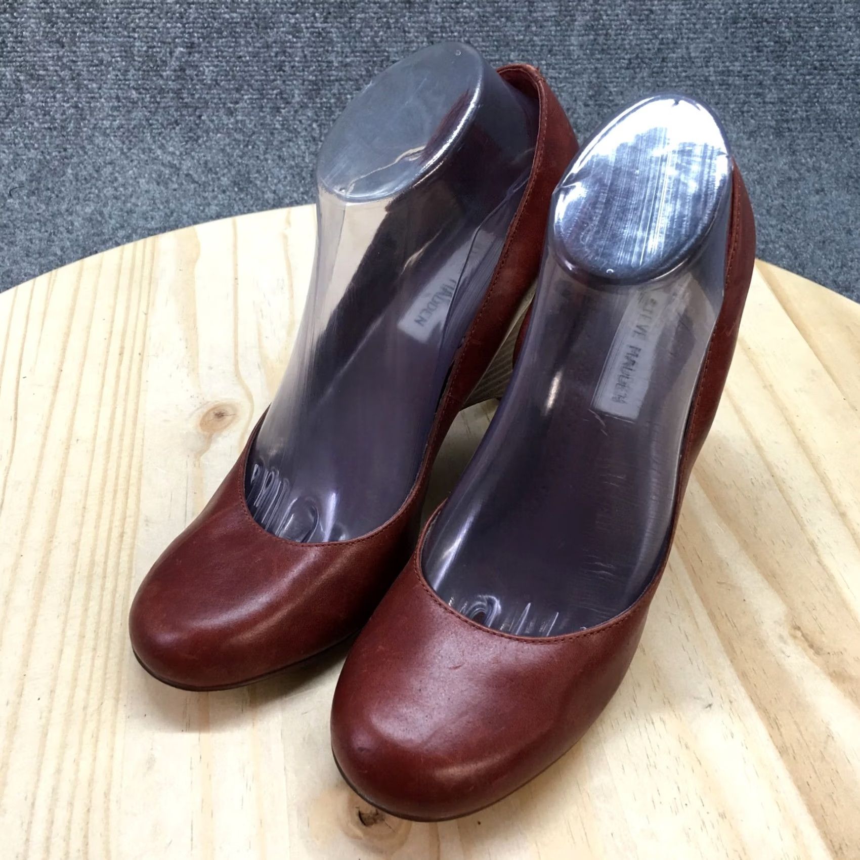 Steve Madden Steve Madden Heels Womens 8.5 M Sorge Pump Wedge Brown Leather Round Toe Casual Shoes Size US 9 / IT 39 - 3 Thumbnail
