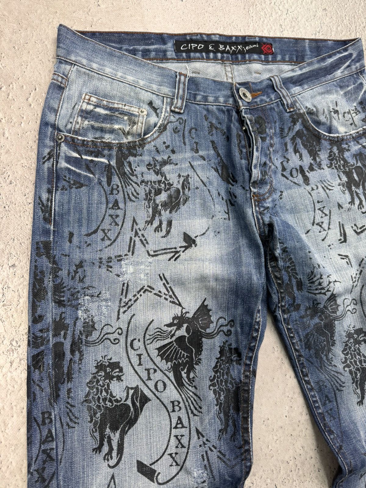 Designer × Ed Hardy Vintage Ed Hardy Style Rhinestones Skeleton Jeans Size US 32 / EU 48 - 6 Thumbnail