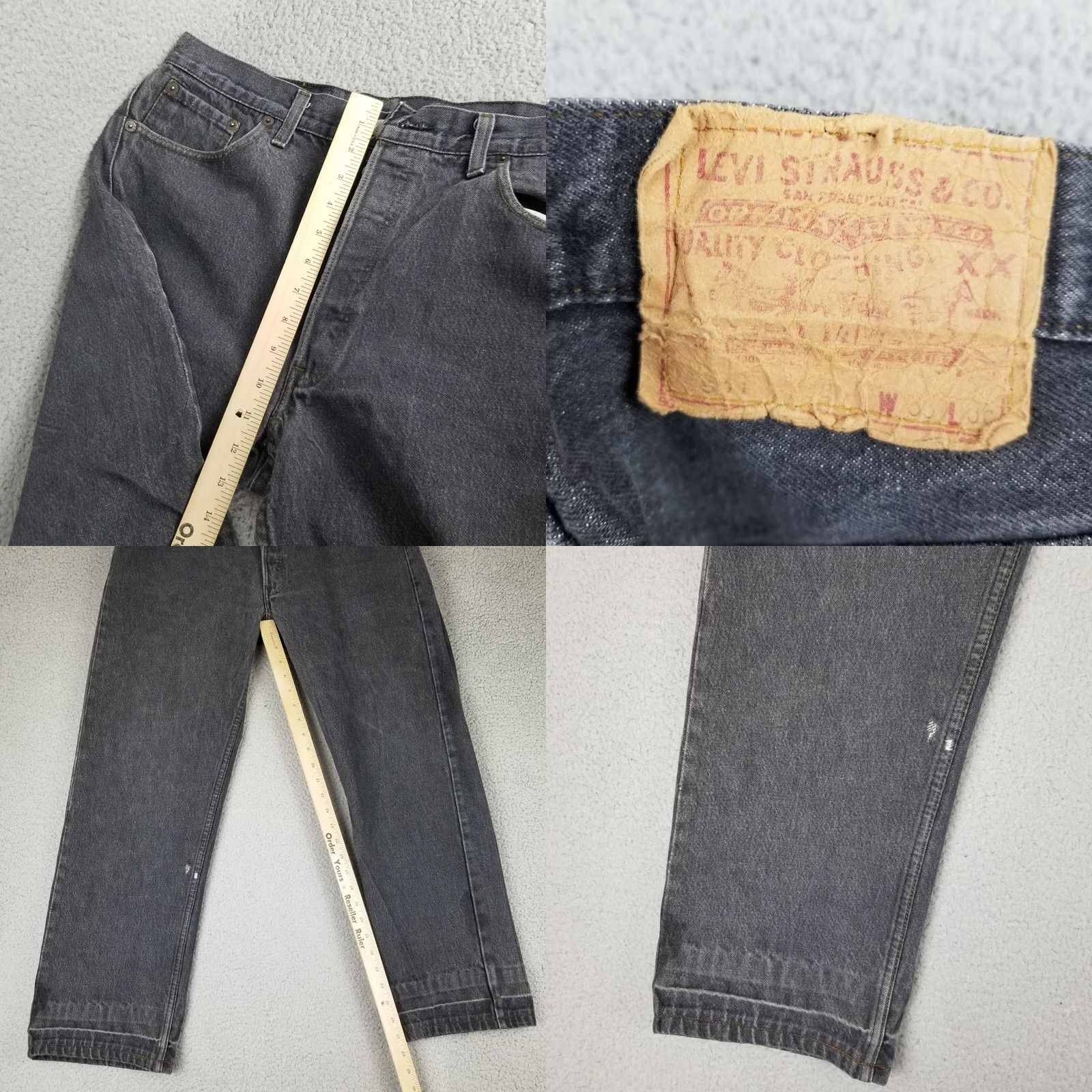 Levi's VINTAGE Levi’s 501 Jeans Gray 34X28 Made in USA Button Fly Distressed 80s Cowboy Festival Retro USA Mens Jeans Size US 34 / EU 50 - 9 Thumbnail