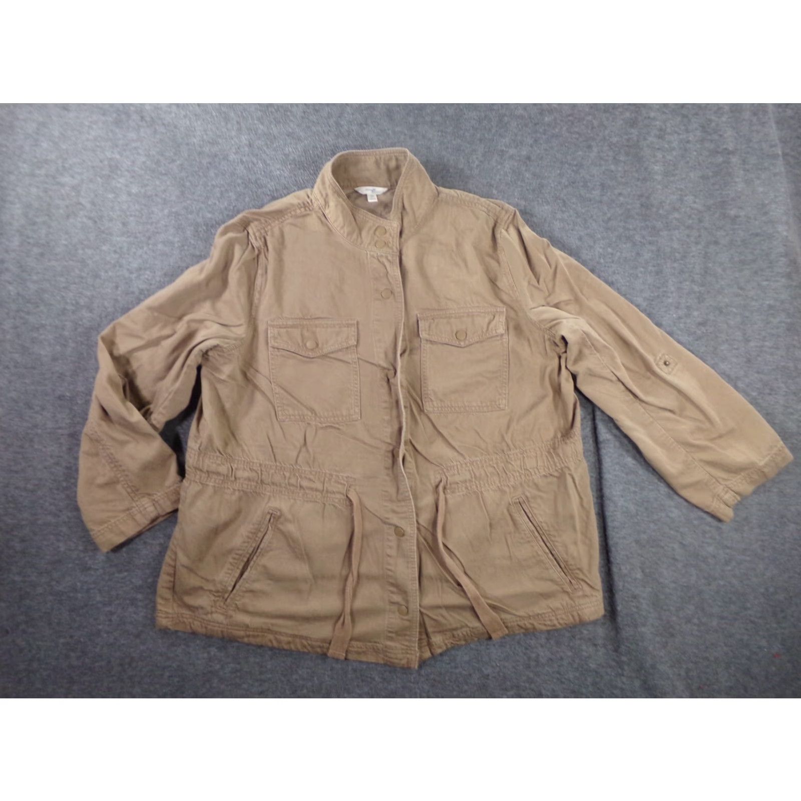 Vintage Terra Sky Jacket Women 0X Beige Safari Utility Military Field Snap Pocket 90s Army Bohemian Classic Outdoor Size XL / US 12-14 / IT 48-50 - 2 Thumbnail