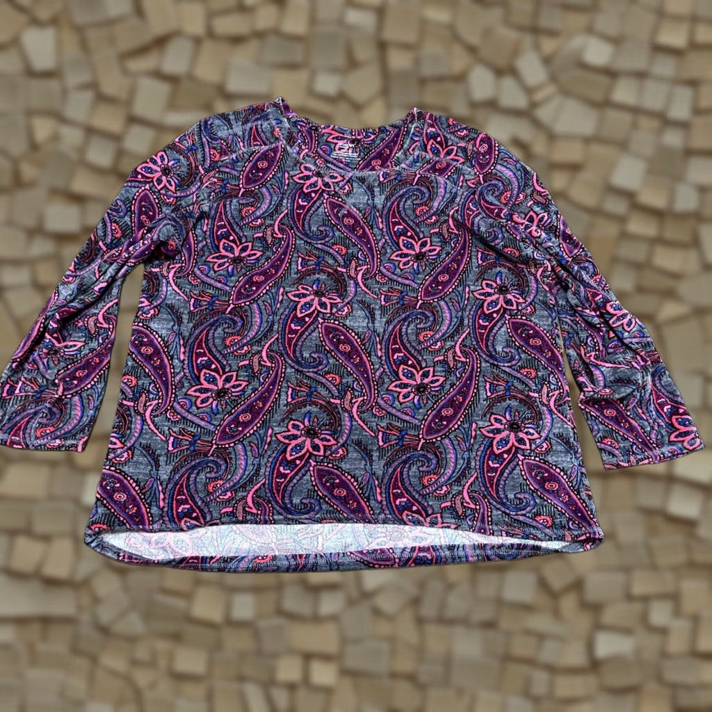 Vintage Cuddl Duds Pajama Outfit Women's Large Purple Paisley Long Sleeve Lounge Set Mens? Womens Size L / US 10 / IT 46 - 1 Thumbnail