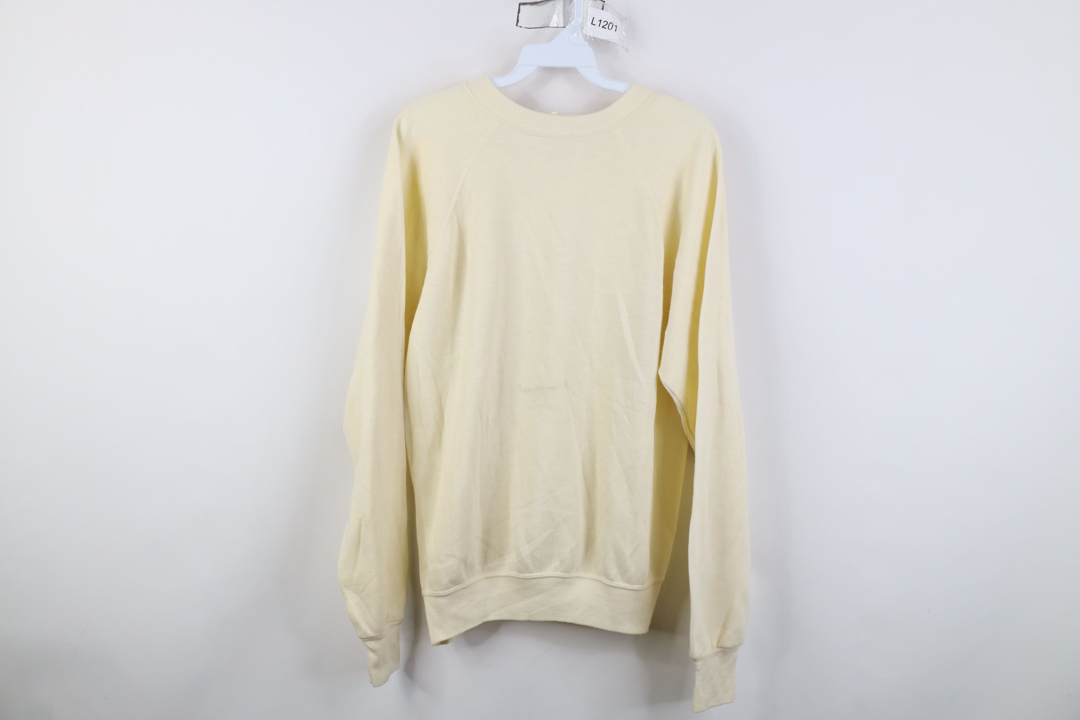 Vintage Vintage 70s Streetwear Crewneck Sweatshirt Pale Yellow USA Size US L / EU 52-54 / 3 - 1 Thumbnail