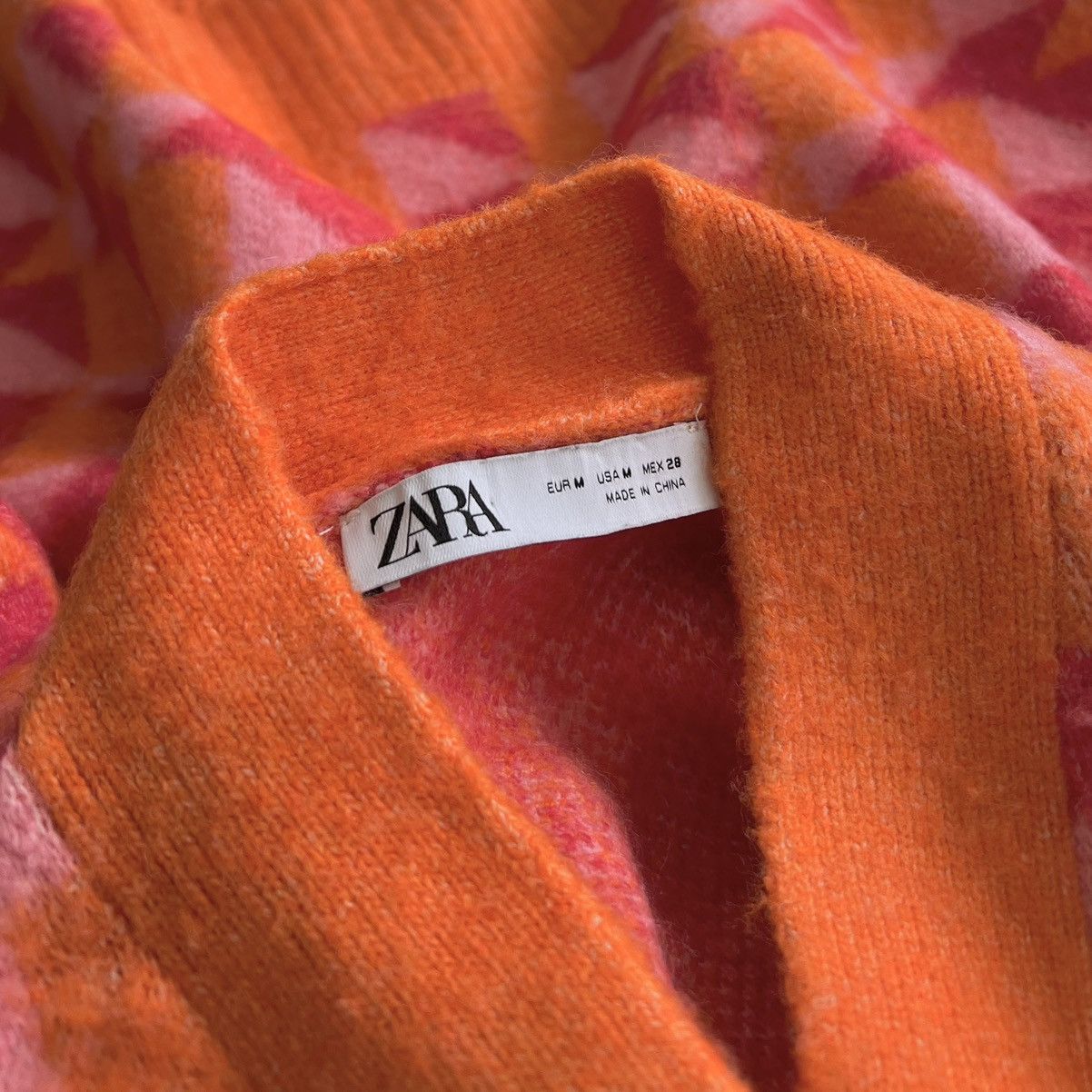 ZARA GEOMETRIC JACQUARD CARDIGAN