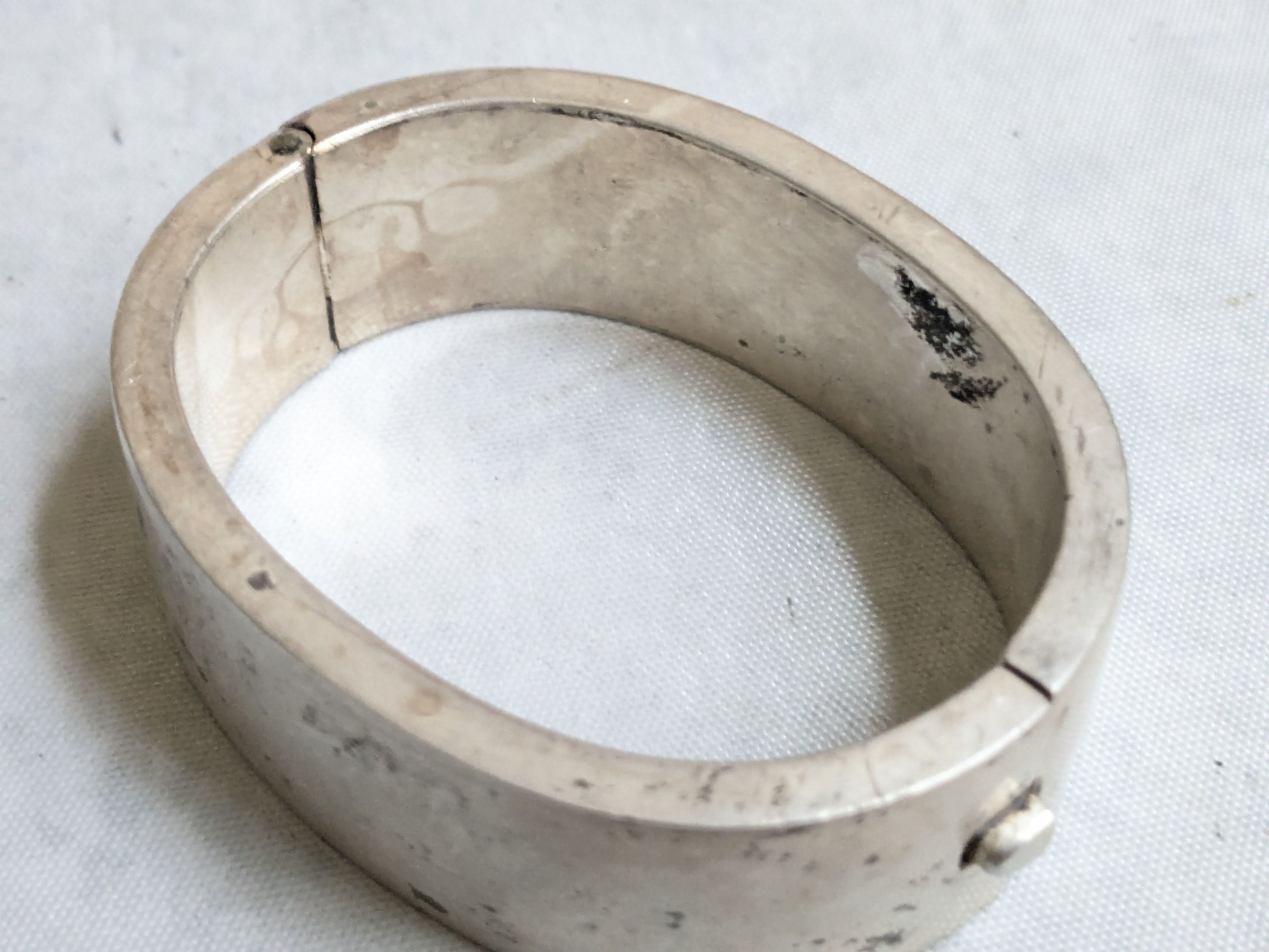 Jewelry Vintage Sterling Silver Bracelet Hinge Modern Bangle 7" Size ONE SIZE - 8 Thumbnail