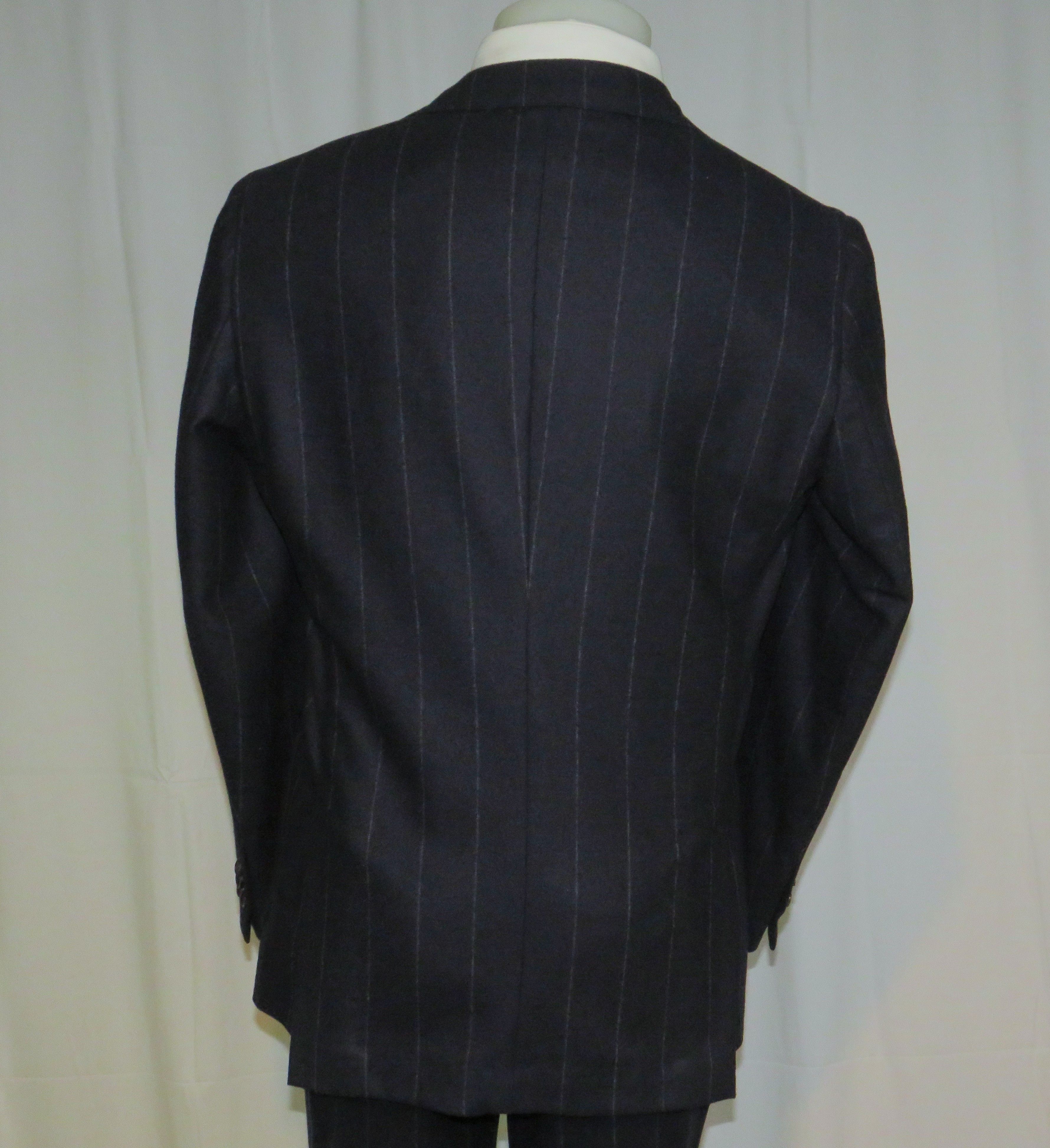 Drake's Navy Blue Chalk Stripe Flannel Three Roll Two Suit 38R NWT Size 38R - 10 Thumbnail