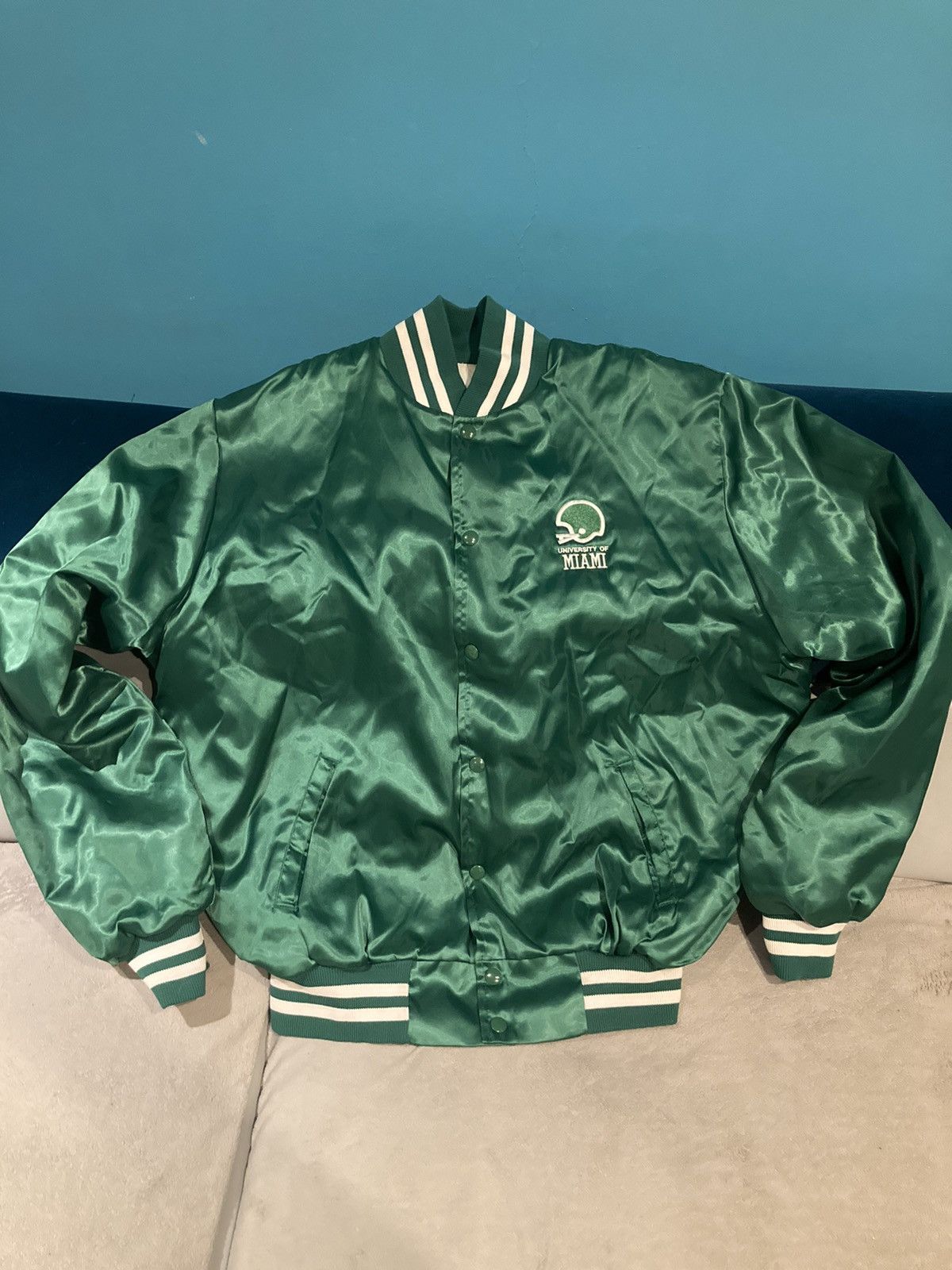 Starter Miami Vintage Varsity Satin Starter Bomber Jacket Size US XL / EU 56 / 4 - 2 Thumbnail