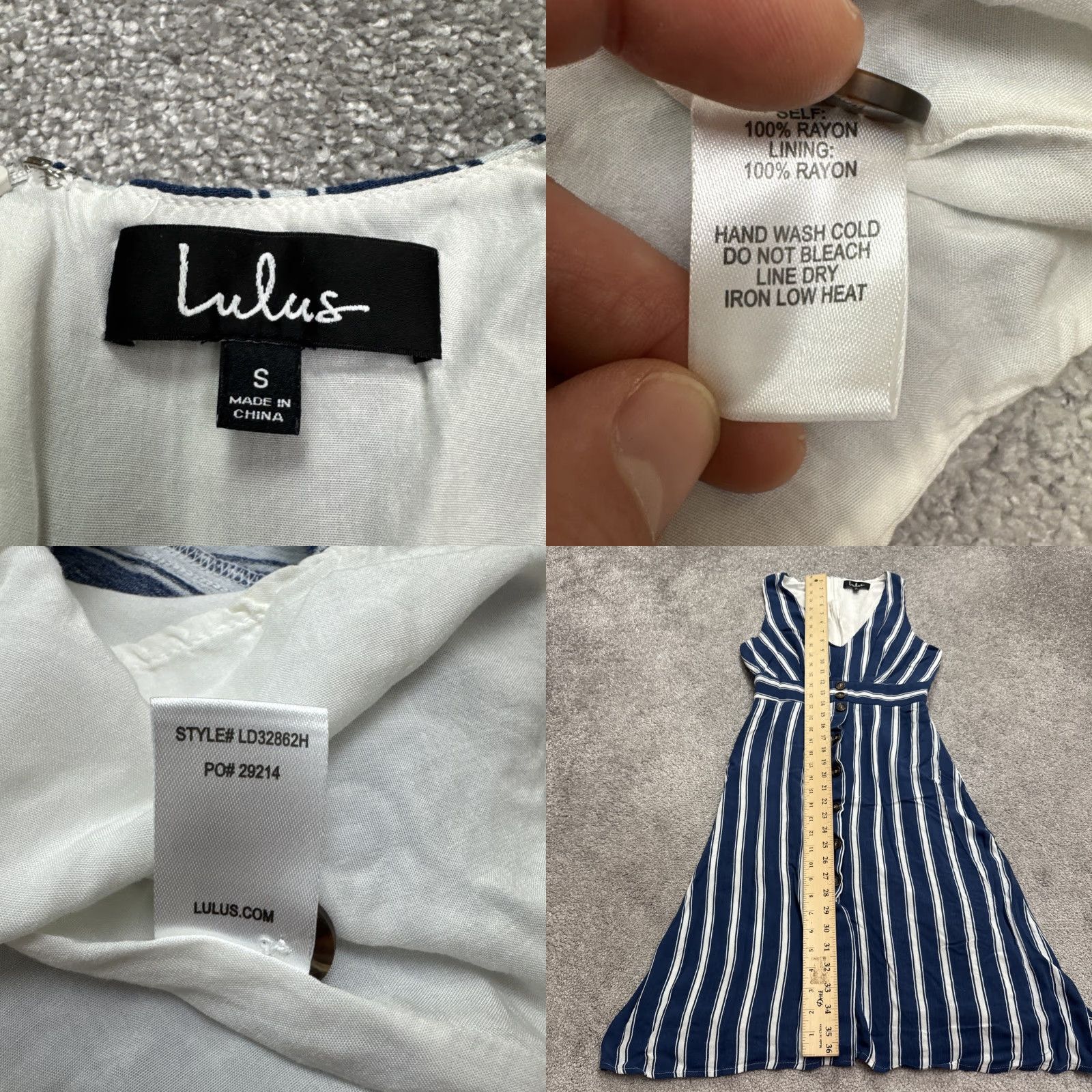 Lulus VINTAGE Lulus Women's A-Line Midi Dress Casual Sleeveless Striped Blue White Summer Small Size S / US 4 / IT 40 - 8 Thumbnail