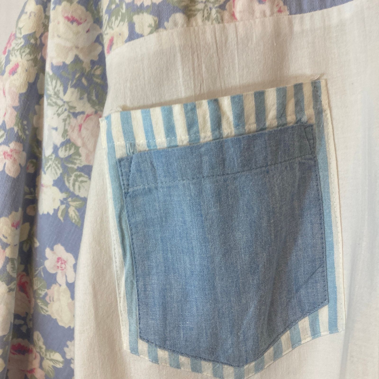 Other Vintage 90’s Fritzi California Retro White Blue Button Shirt Size M / US 6-8 / IT 42-44 - 6 Thumbnail