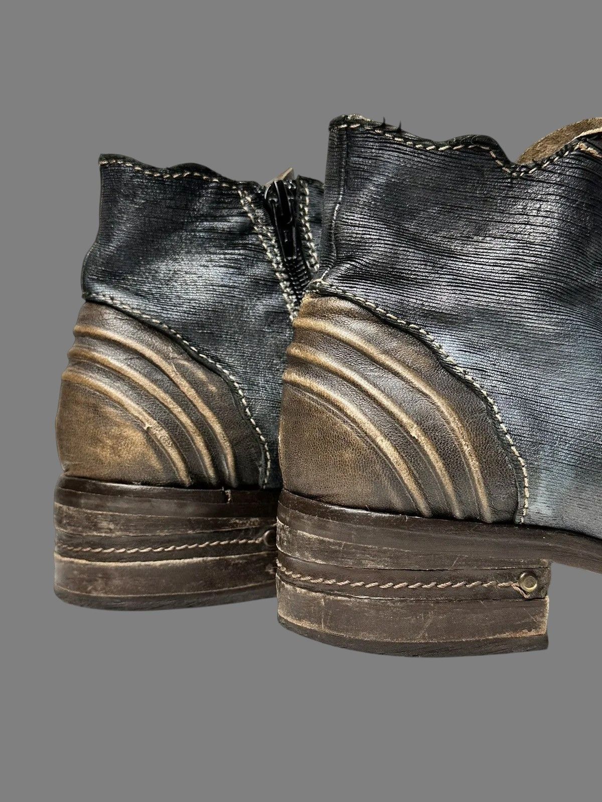 14th Addiction AS 98 Style Italian Leather Boots with Metal Zip Detail Size US 9 / IT 39 - 6 Thumbnail