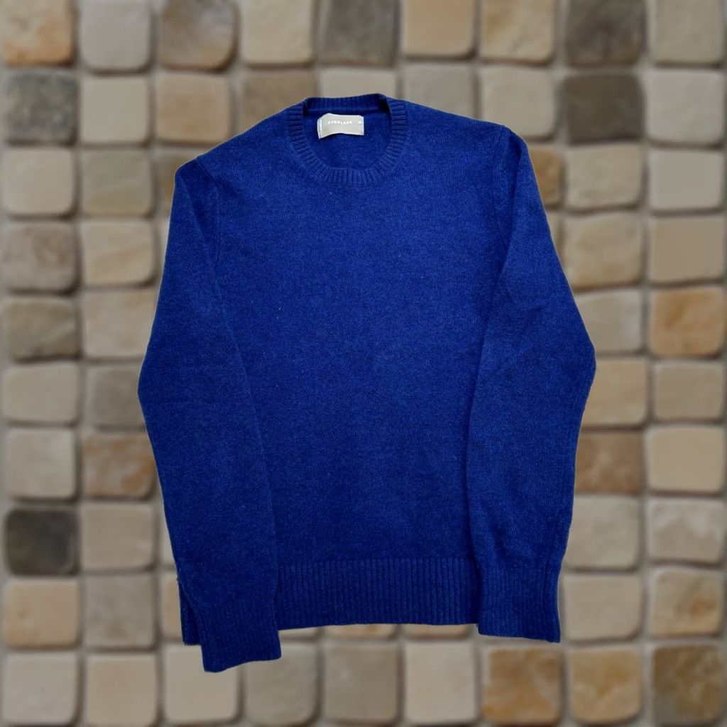 Everlane Everlane Sweater Womens XS Blue Wool Laine Knit Ribbed Trim Crew Neck Winter Size XS / US 0-2 / IT 36-38 - 1 Thumbnail