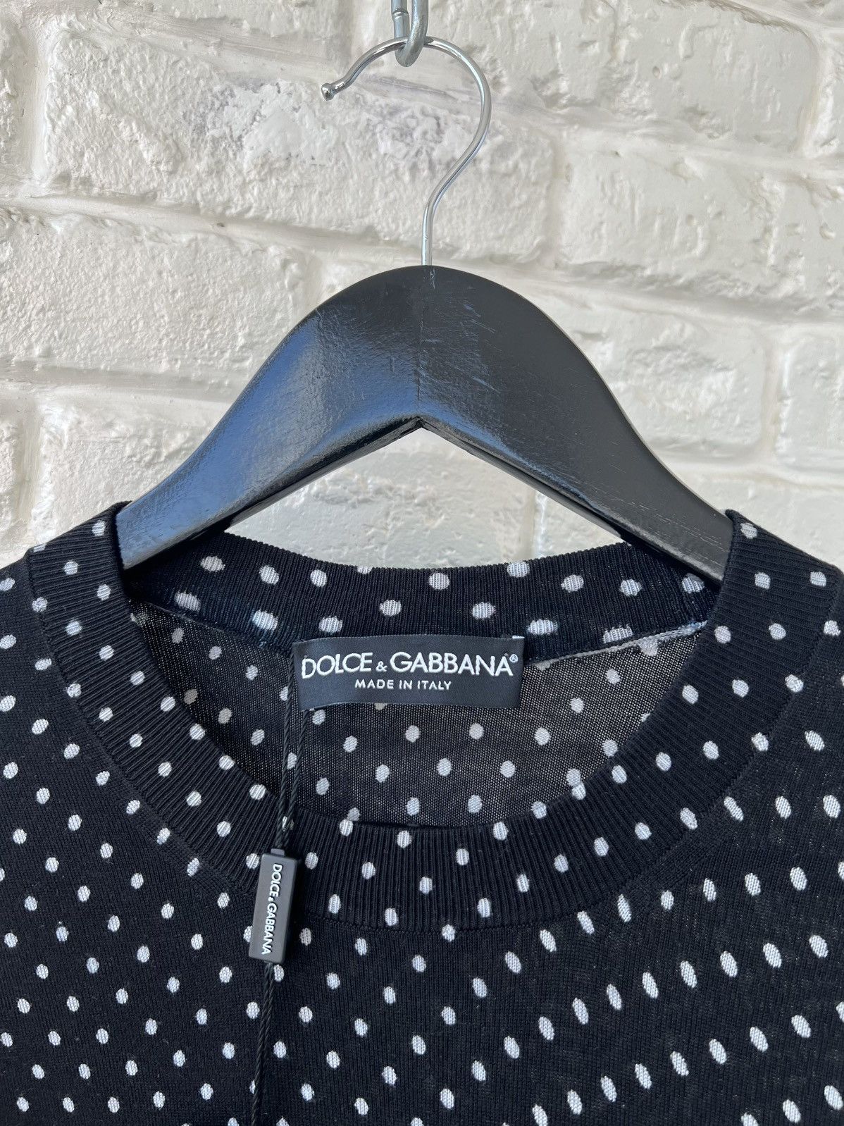 Dolce & Gabbana Dolce&Gabbana Silk Polka Dot Crew Neck Sweater Size US S / EU 44-46 / 1 - 3 Thumbnail
