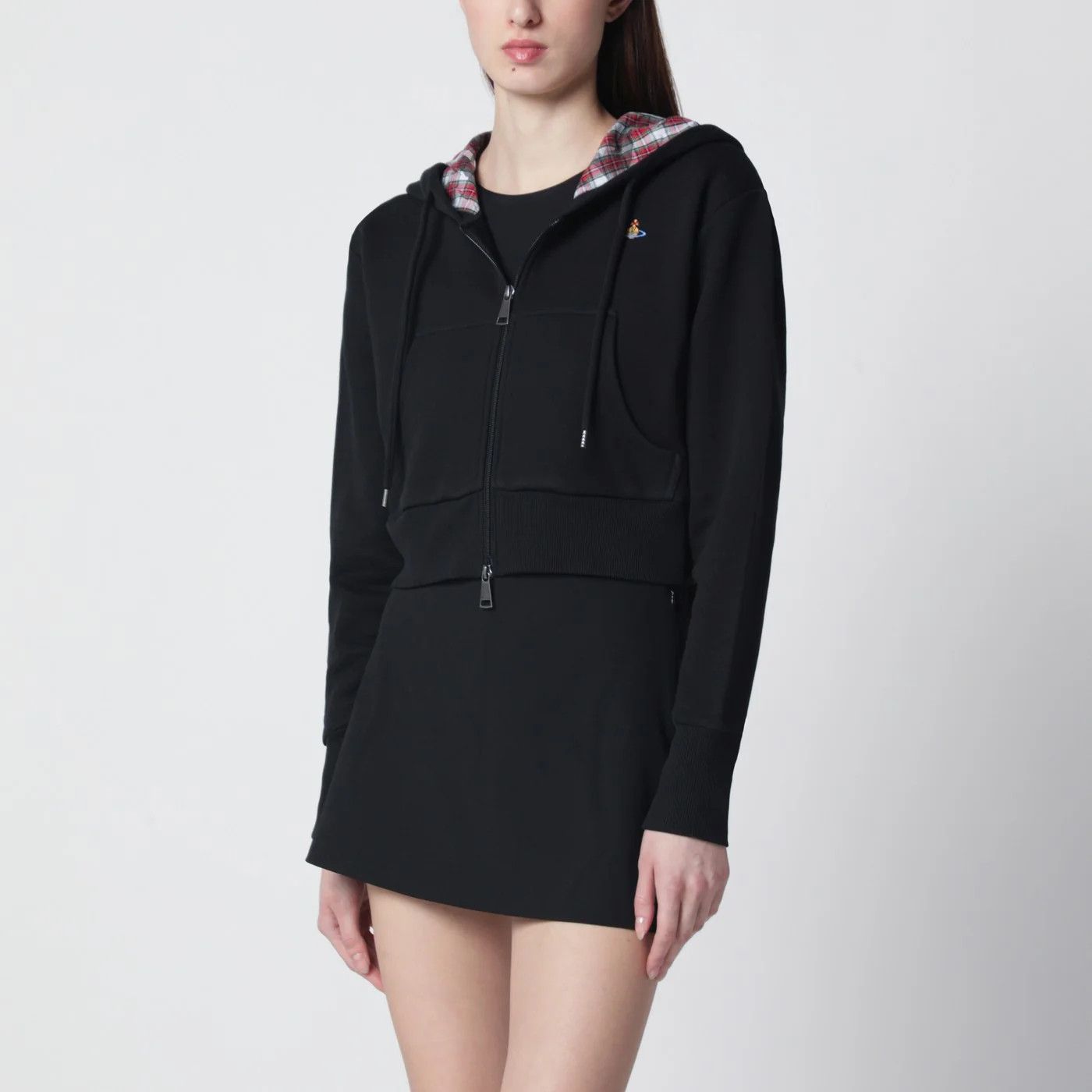 Vivienne Westwood o1d2blof0526 Cropped Logo Sweatshirt Hoodie in Black Size S / US 4 / IT 40 - 4 Thumbnail