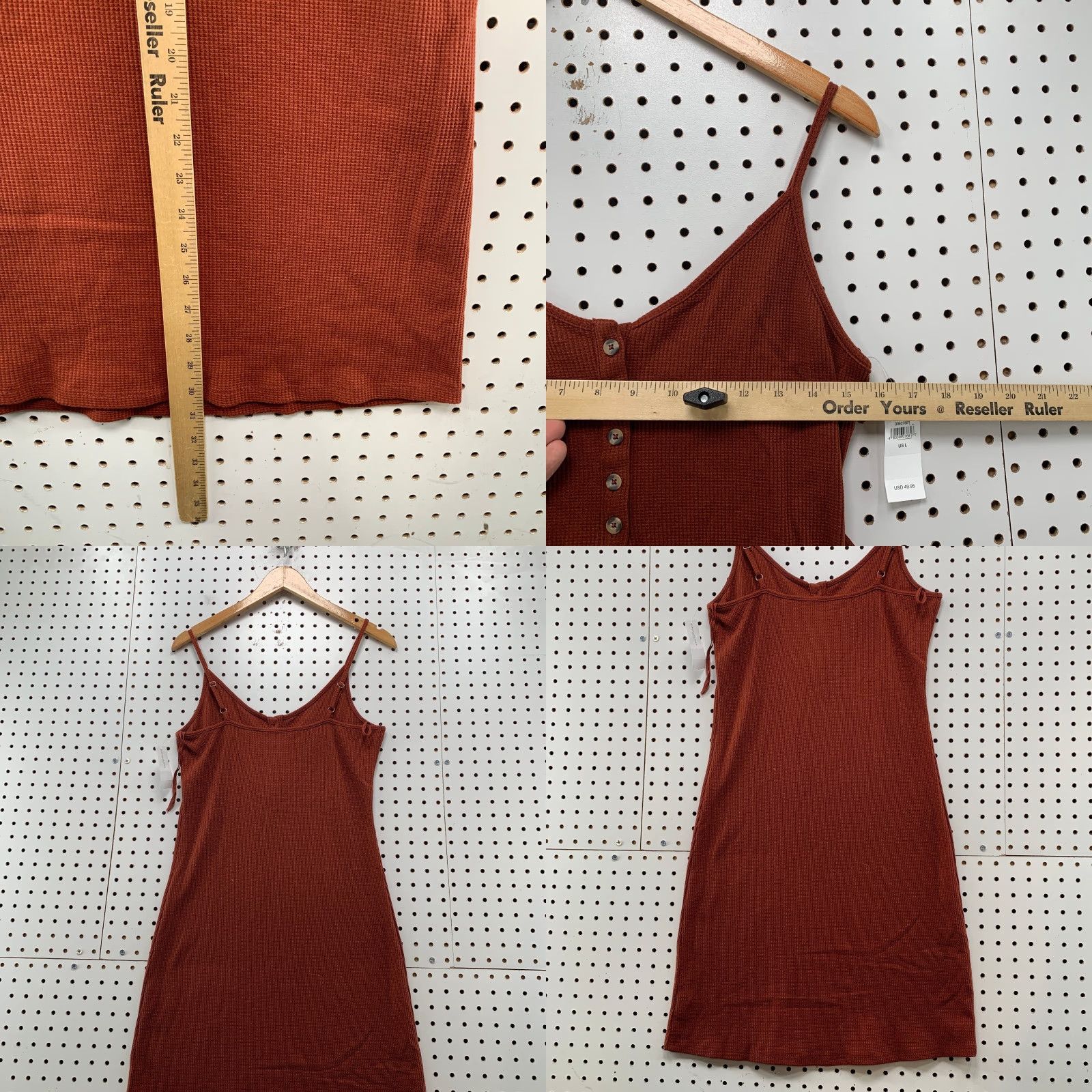 American Eagle Outfitters American Eagle Outfitters Dress Women Large Waffle Knit Bodycon Midi Maroon Size L / US 10 / IT 46 - 8 Thumbnail