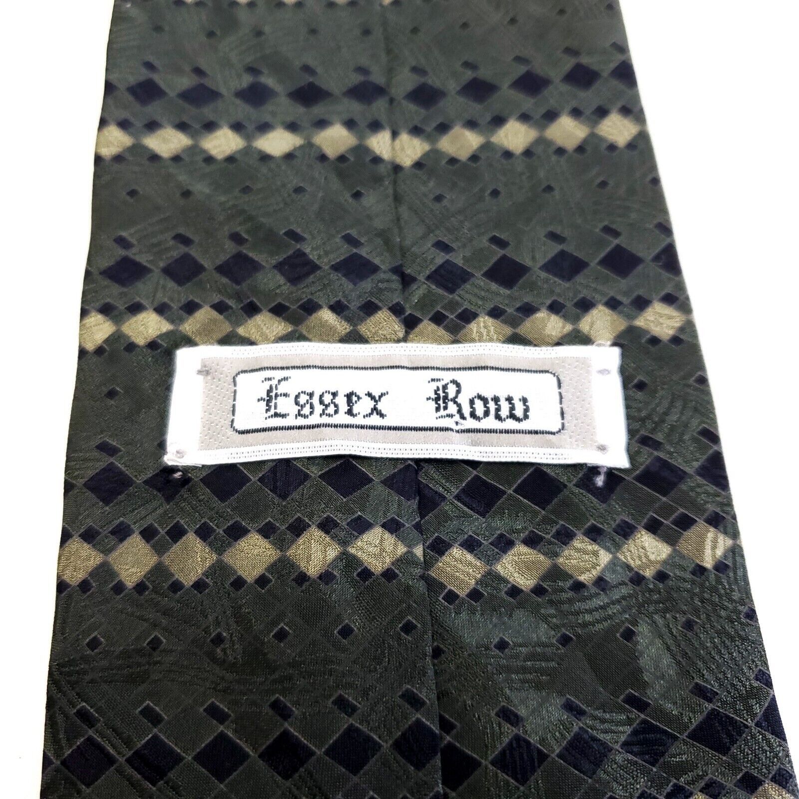 Designer Essex Row Jacquard Print Abstract Green Short Silk Tie Size ONE SIZE - 3 Thumbnail
