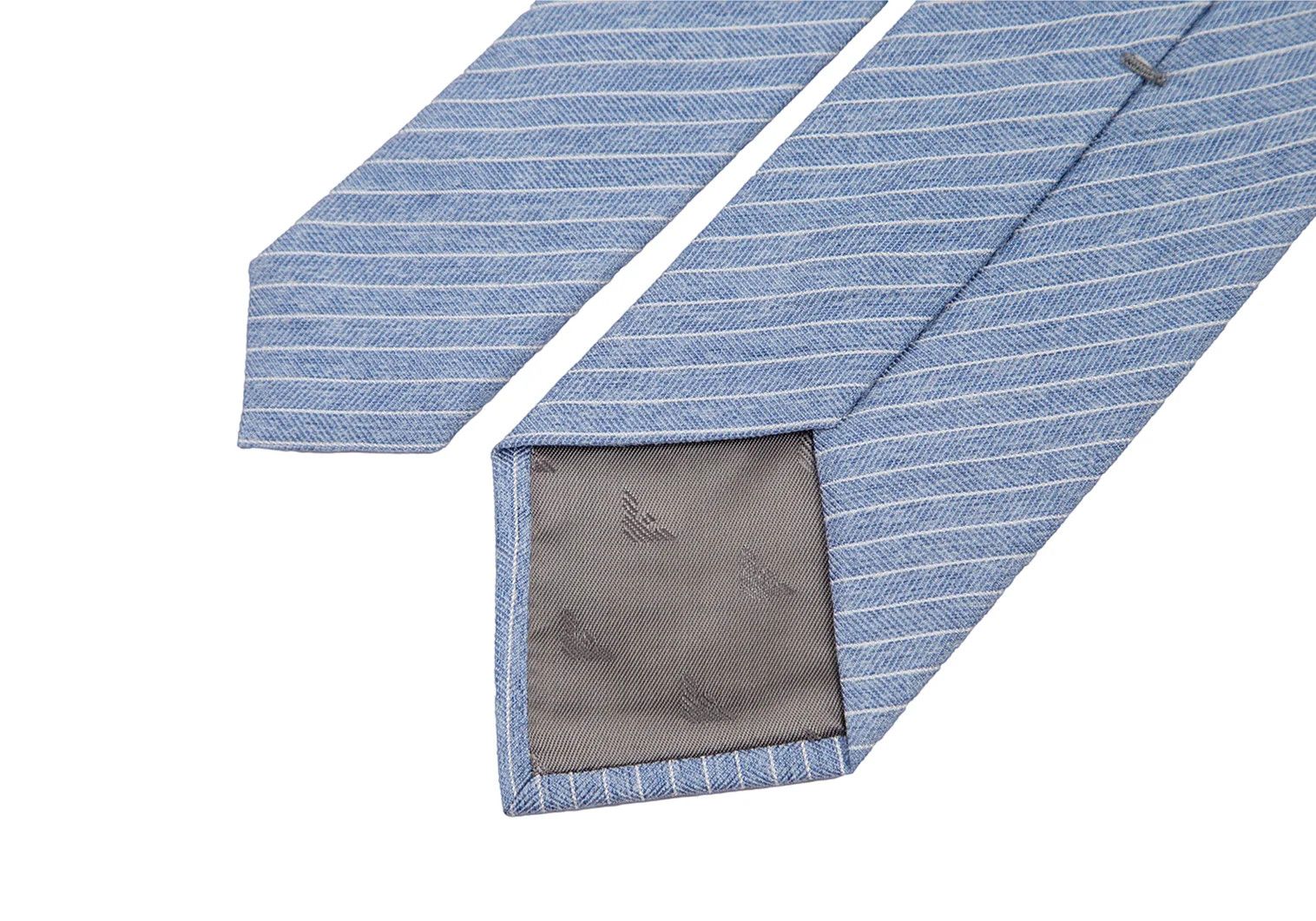 Emporio Armani Silk Herringbone Regimental Tie in Light Blue Size ONE SIZE - 6 Thumbnail