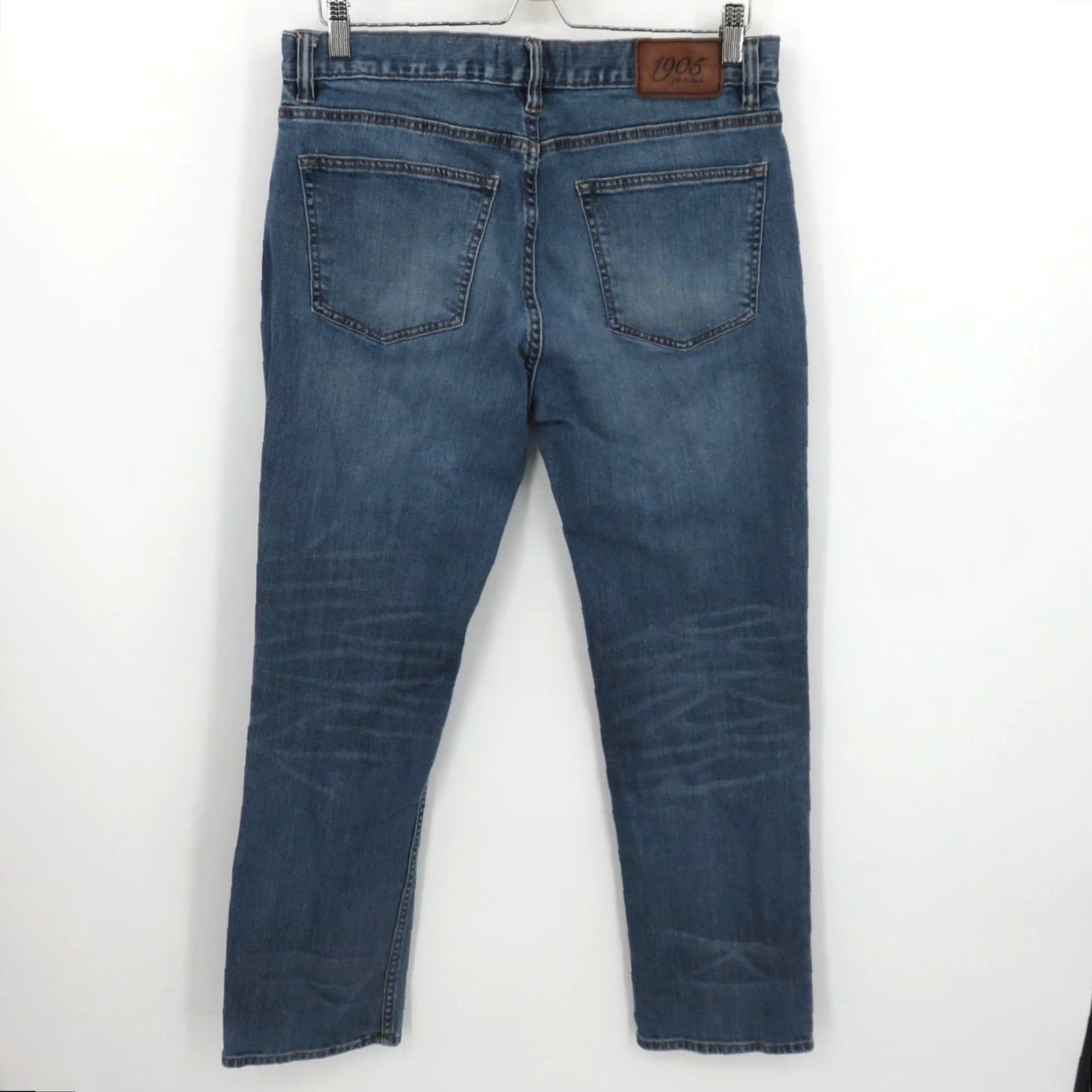 Jos A Bank Jeans Men 34W 32L Tailored Fit Denim Blue Cotton Blend 5-Pocket Inseam 32in Straight Pants