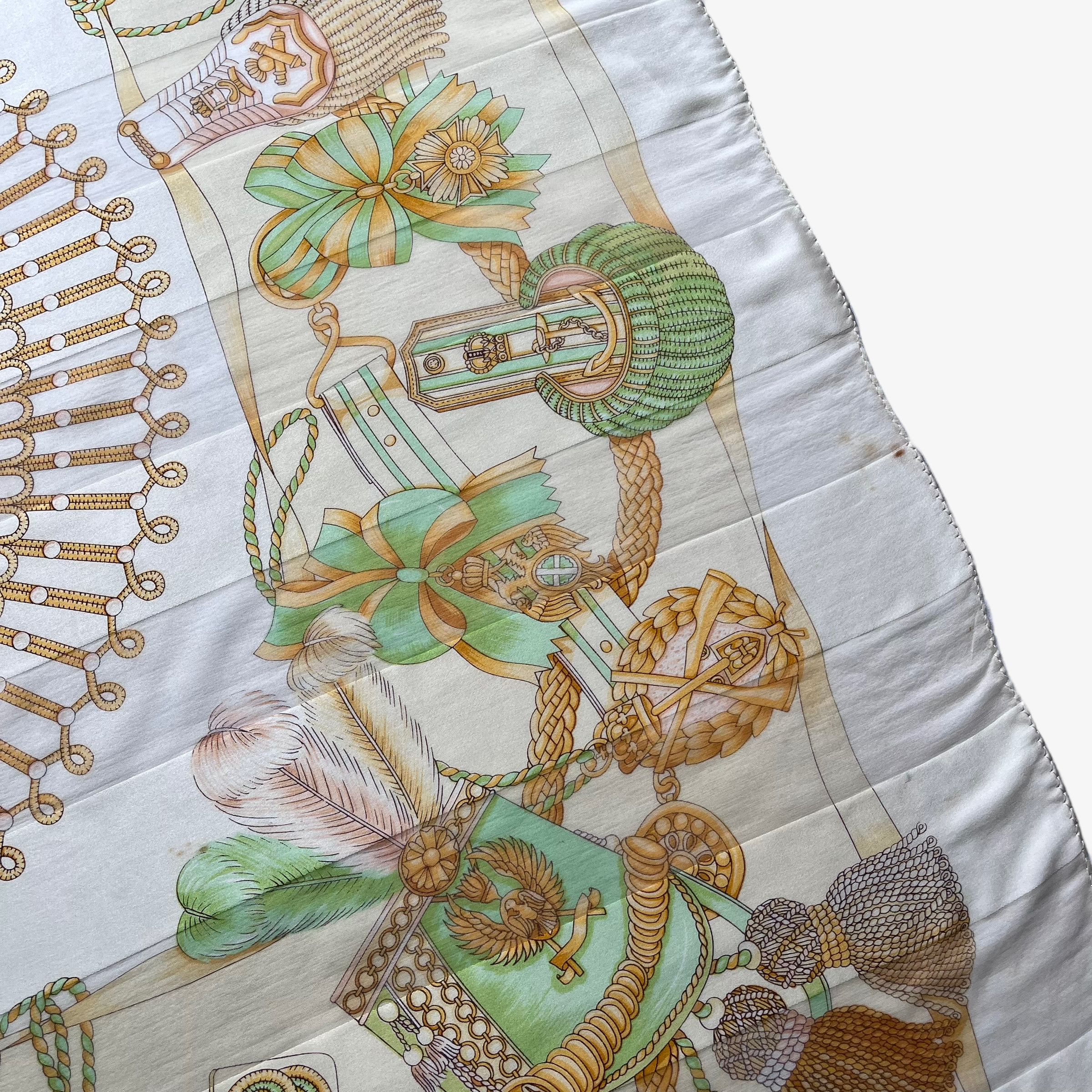 Paolo Gucci Vintage 80s Paolo Gucci Royal Rope Print Striped Silk Scarf Size ONE SIZE - 5 Thumbnail