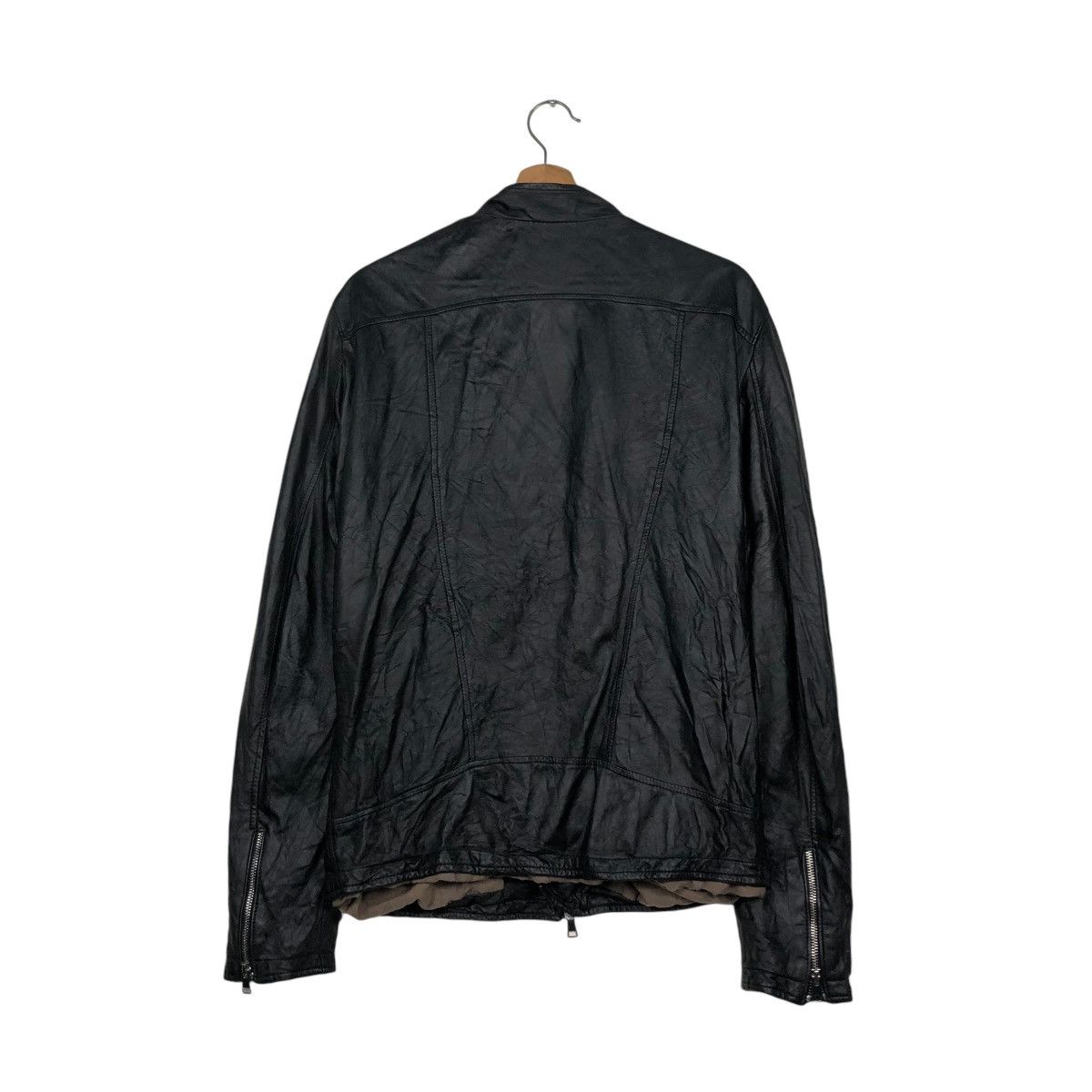 Vera Pelle 🔥CROPPED LEATHER JACKET BIKER ASYMMETRICAL DELAN ITALY Size US M / EU 48-50 / 2 - 10 Thumbnail