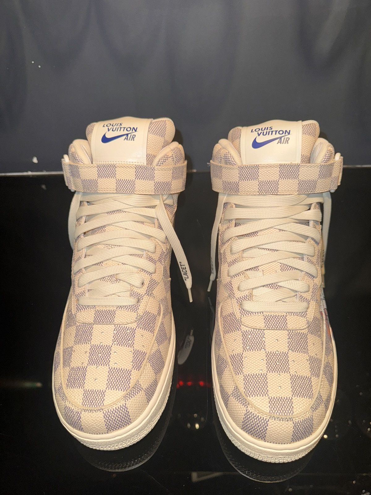 Louis Vuitton Louis Vuitton x Nike Air Force 1 Mid Graffit Damier Azur Size US 10 / EU 43 - 3 Thumbnail