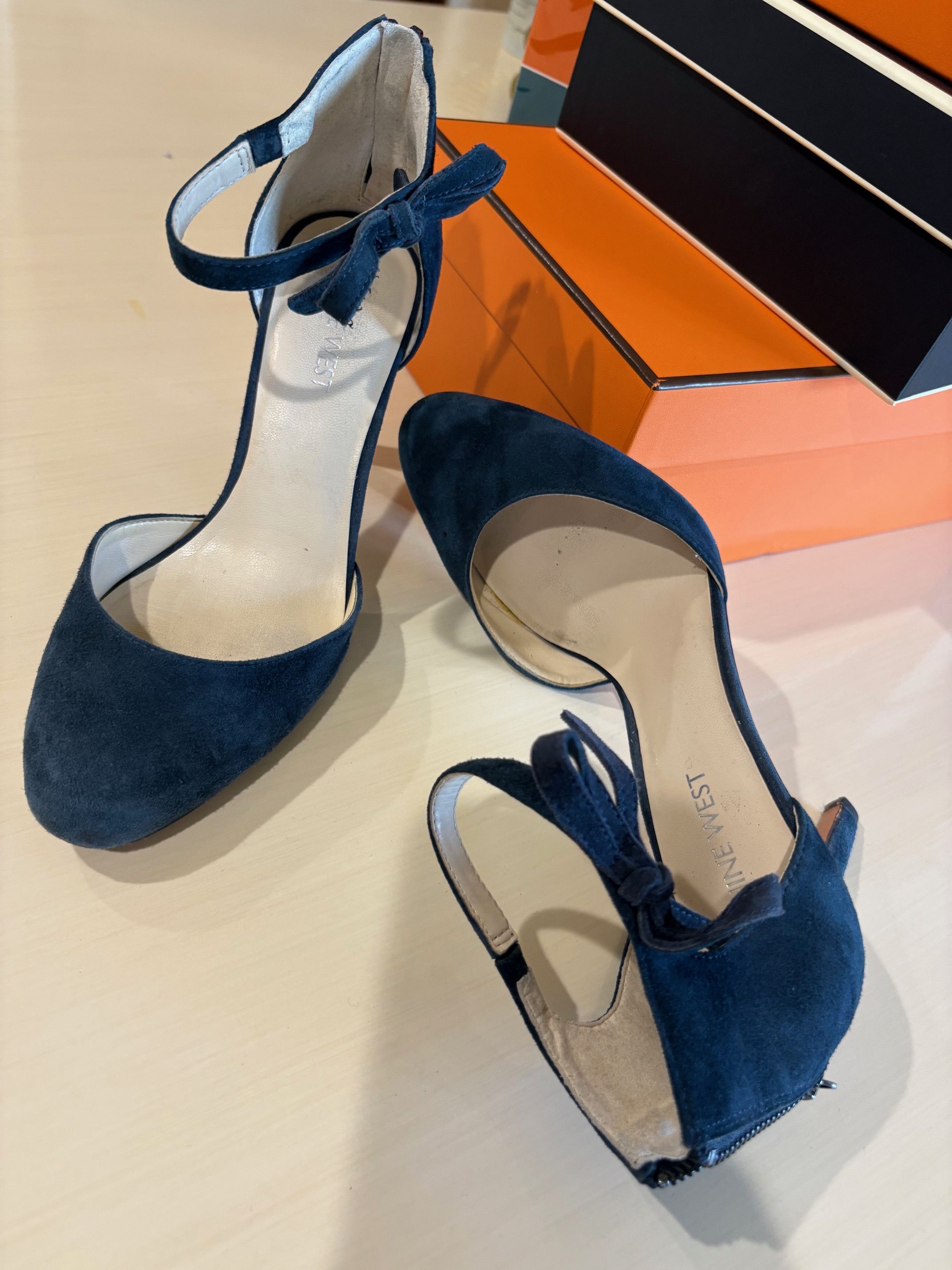 Nine West Nine West Navy Blue Suede Heels Size US 7 / IT 37 - 2 Thumbnail