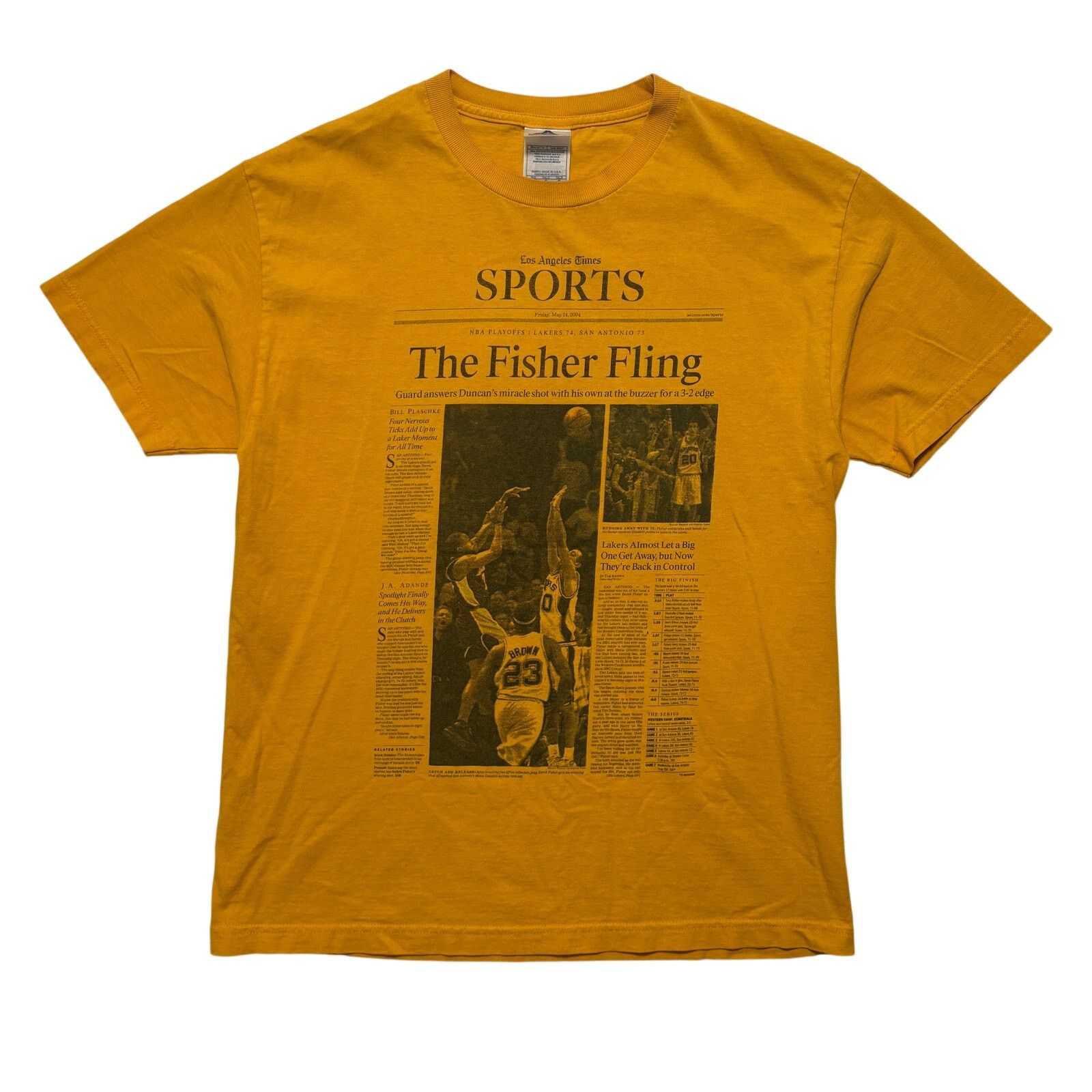 Alstyle Y2K 00's LA Lakers Derek Fisher Fling T-Shirt Yellow L Size US L / EU 52-54 / 3 - 1 Thumbnail