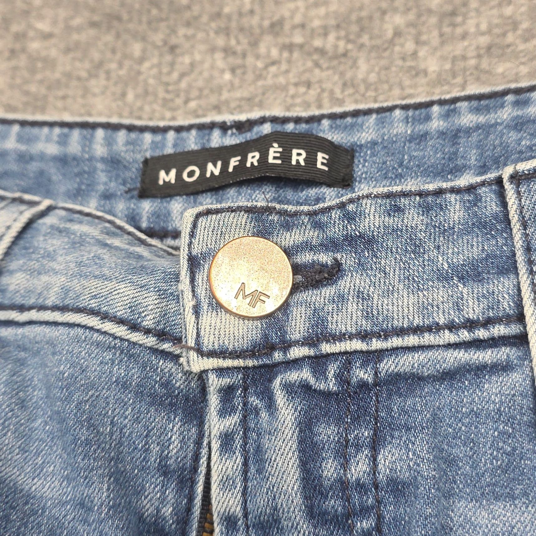 MONFRERE Monfrere Jeans Men 34 Sl im 32 x 30 Blue Florence Wash 1017 Deniro Stretch Jeans Mens Slim Mid 30 Inseam 5-Pocket Denim Zip Button Logo Shirt Size US 32 / EU 48 - 6 Thumbnail