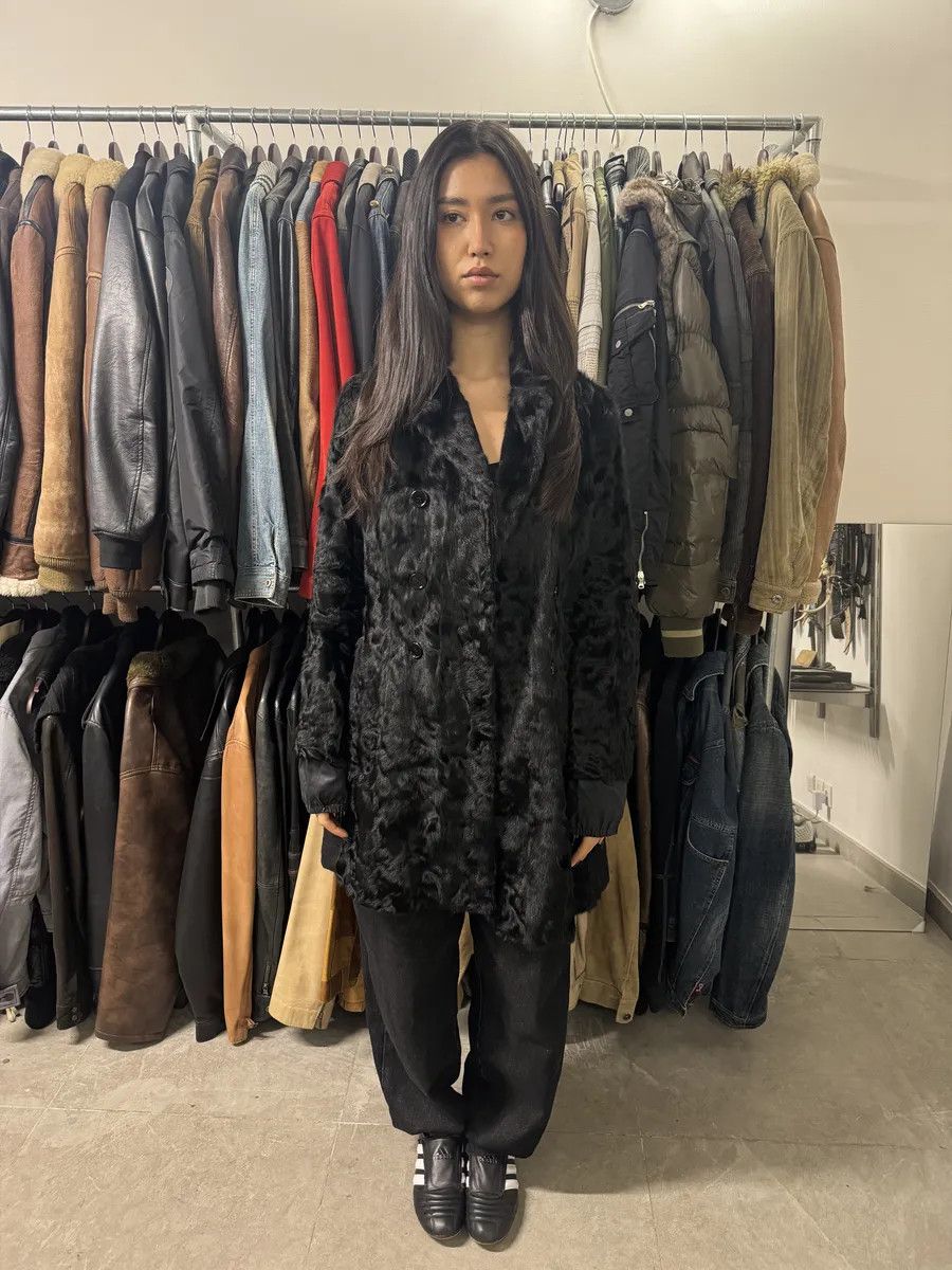 Miu Miu 2000s MiuMiu Black Goat Fur Coat Hybrid Nylon Buttoned Coat Size M / US 6-8 / IT 42-44 - 2 Thumbnail