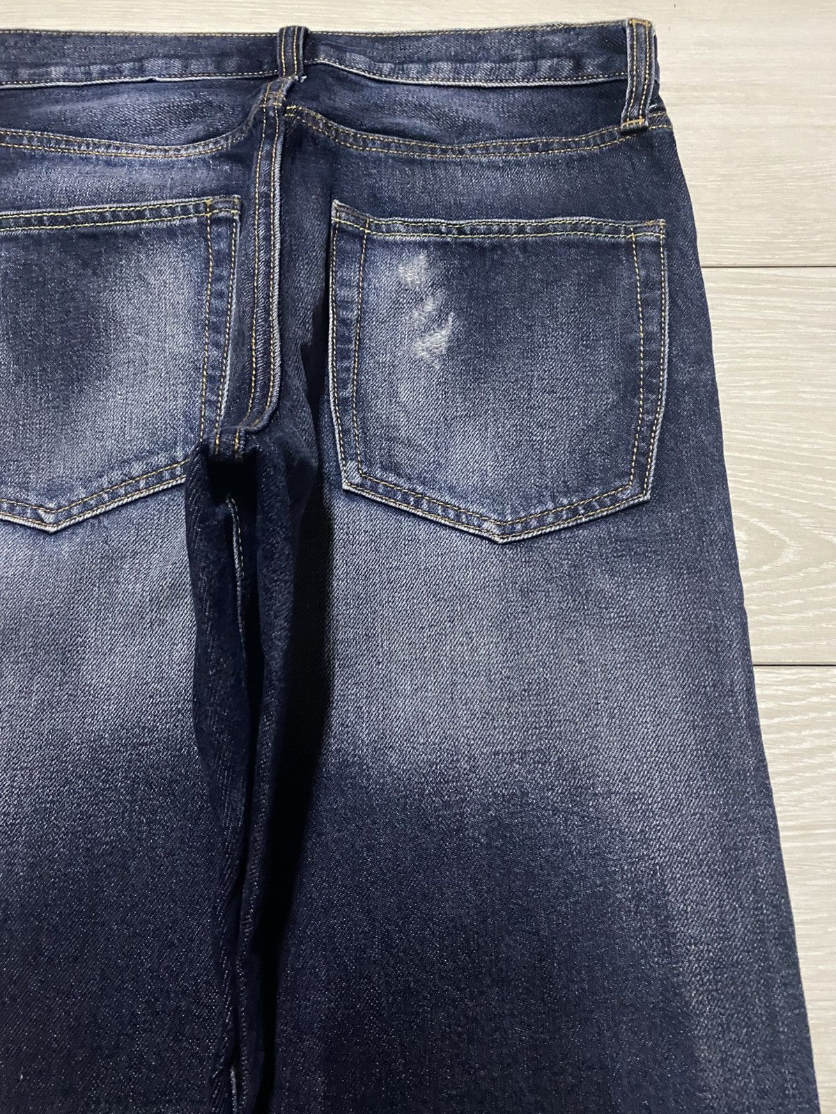 Japanese Brand Vintage Gu Denim Blue Wash Distressed Straight Fit Jeans Size US 29 - 12 Thumbnail