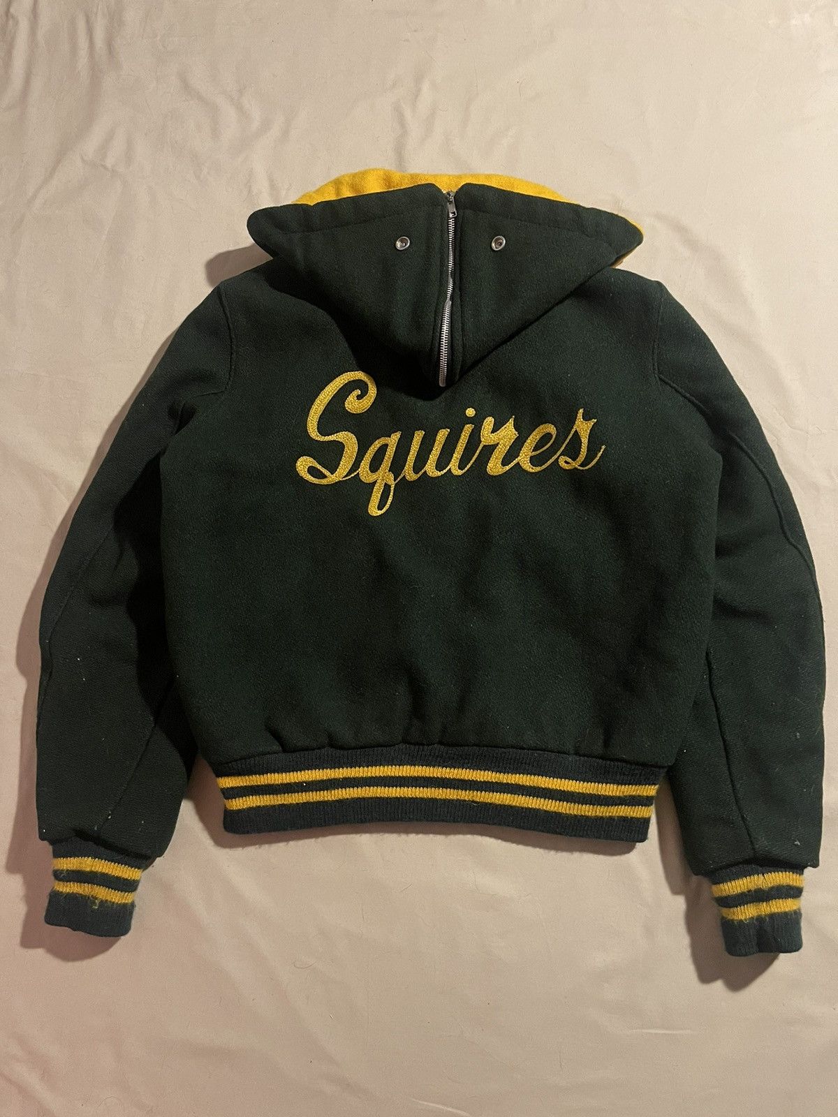 image of Varsity Jacket/bomber Vintage Green And Yellow in Dark Green, Men's (Size Small)