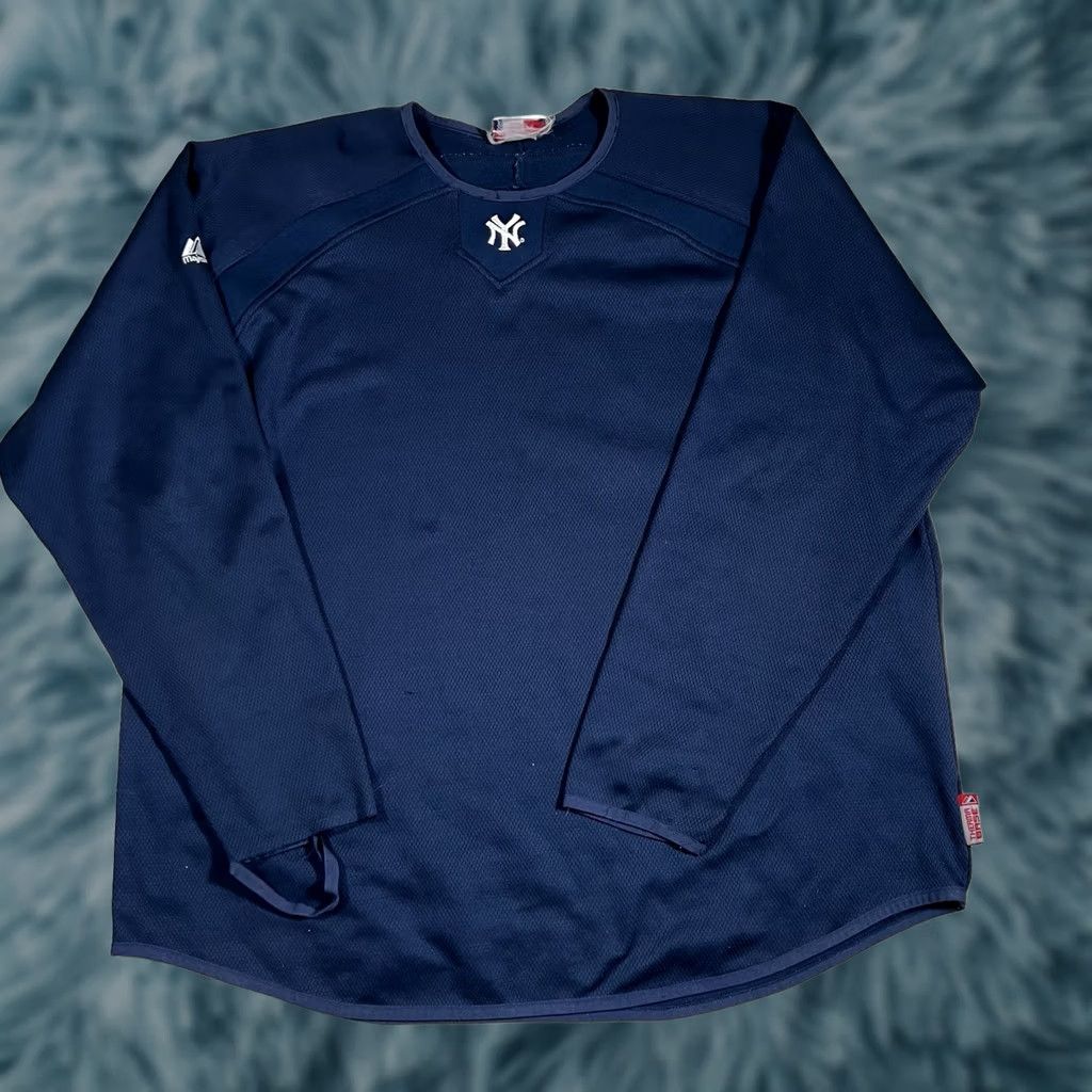Vintage VINTAGE Majestic New York Yankees Sweatshirt Pullover Men 2XL Fleece Blue Golf Size US XXL / EU 58 / 5 - 1 Thumbnail